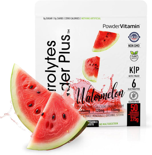 Electrolytes Powder with Vitamins, 0 Calorie Keto Hydration Powder (50 Servings, Watermelon Flavor)