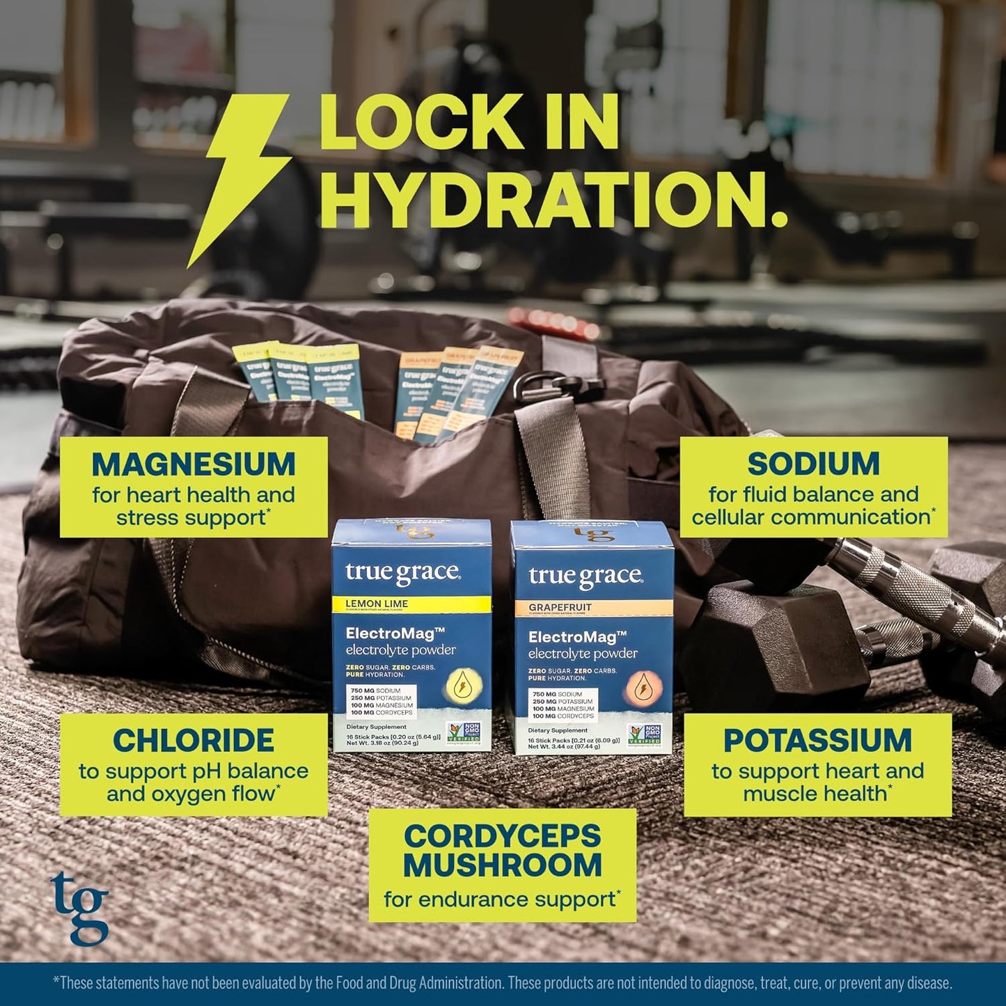 ElectroMag Electrolyte Powder - Grapefruit & Lemon Lime Flavor Packets - 32 Servings - Zero Sugar & Carbs - Non-GMO Formula