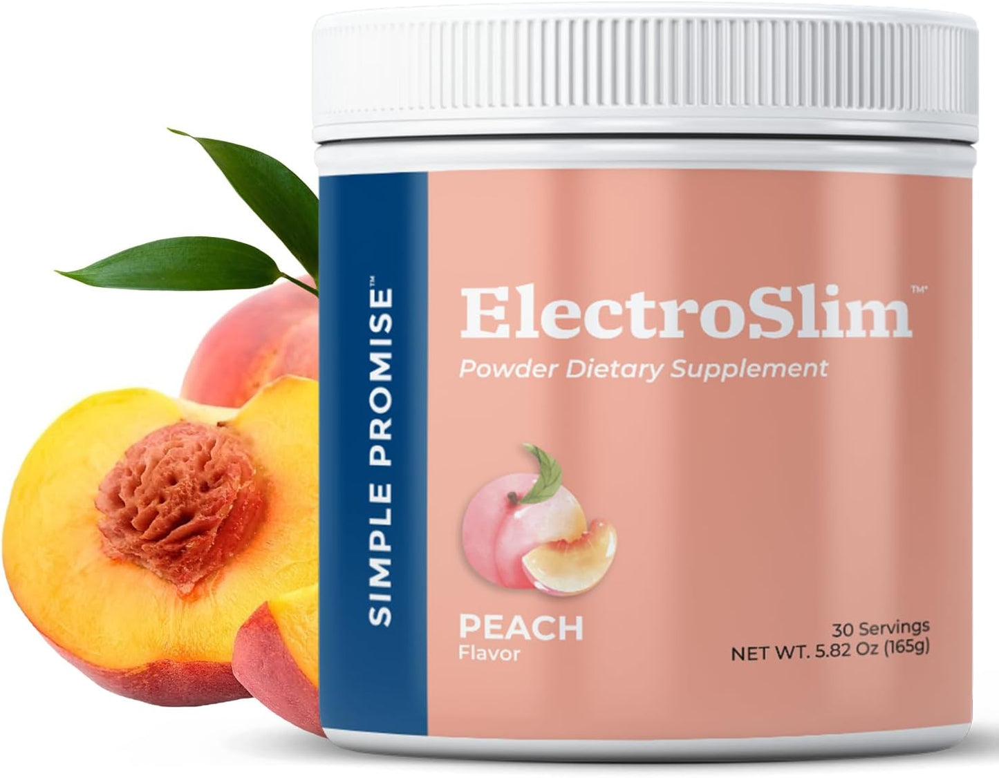 ElectroSlim Sugar-Free Keto Electrolytes Powder for Daily Energy & Hydration, Low Sodium Organic Peach Flavor - 30 Servings