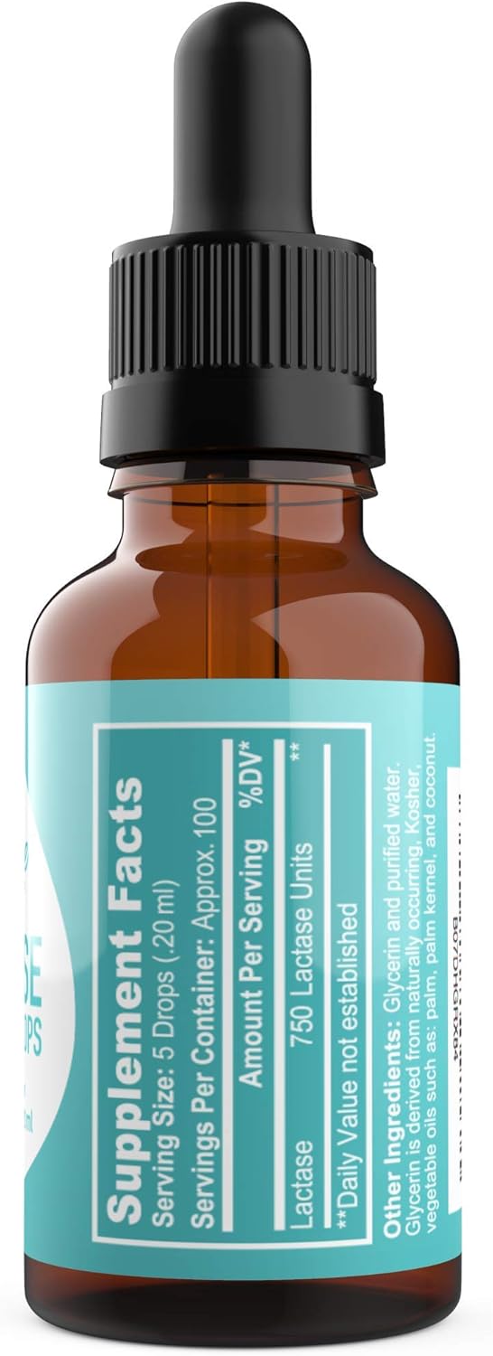 Elepure Pure Elements Lactase Drops - 100 Servings for Lactose Intolerance Relief - 20ml
