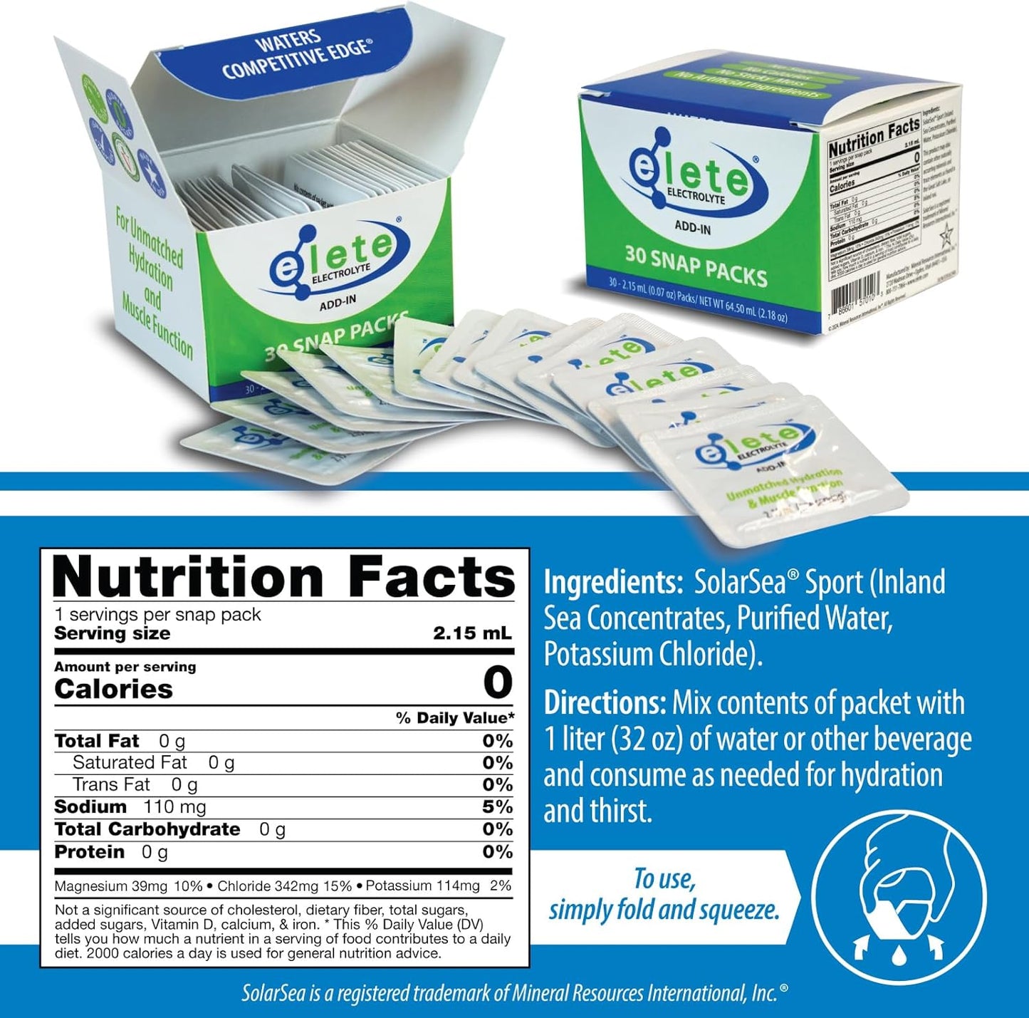 Elete Citrilyte Hydration Drops: Electrolyte Add-in Snap Packs with Sodium, Magnesium, Potassium & Trace Minerals - 30 Servings