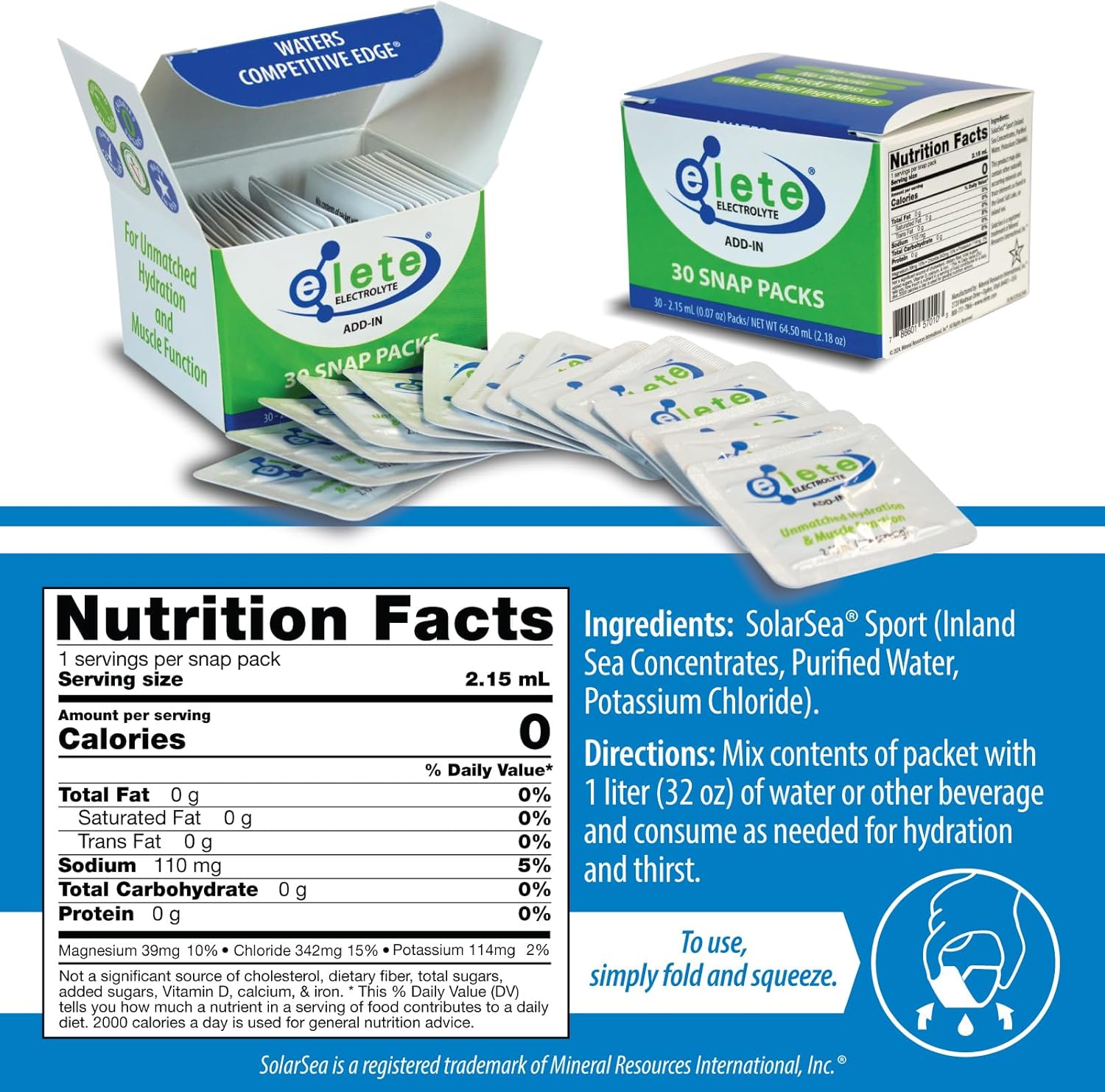 Elete Citrilyte Hydration Drops: Electrolyte Add-in Snap Packs with Sodium, Magnesium, Potassium & Trace Minerals - 30 Servings