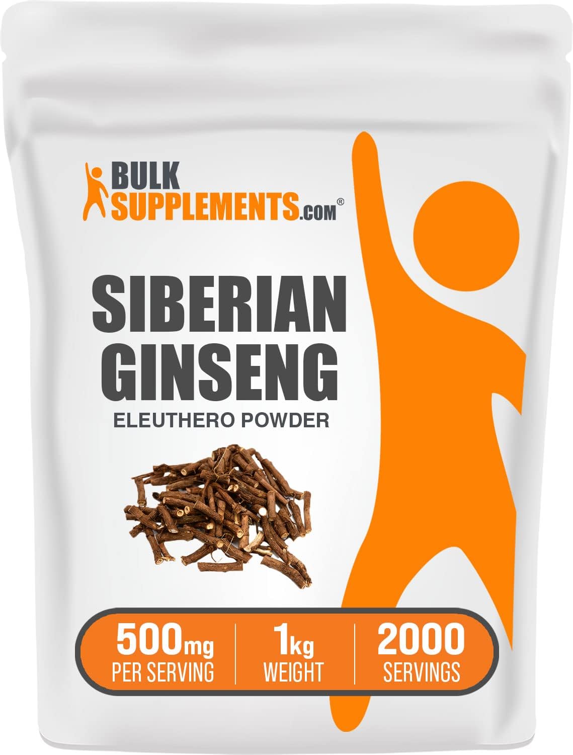 Eleuthero Powder - Siberian Ginseng Herbal Supplement, 500mg per Serving, Gluten Free, 1kg (2.2 lbs) Pack