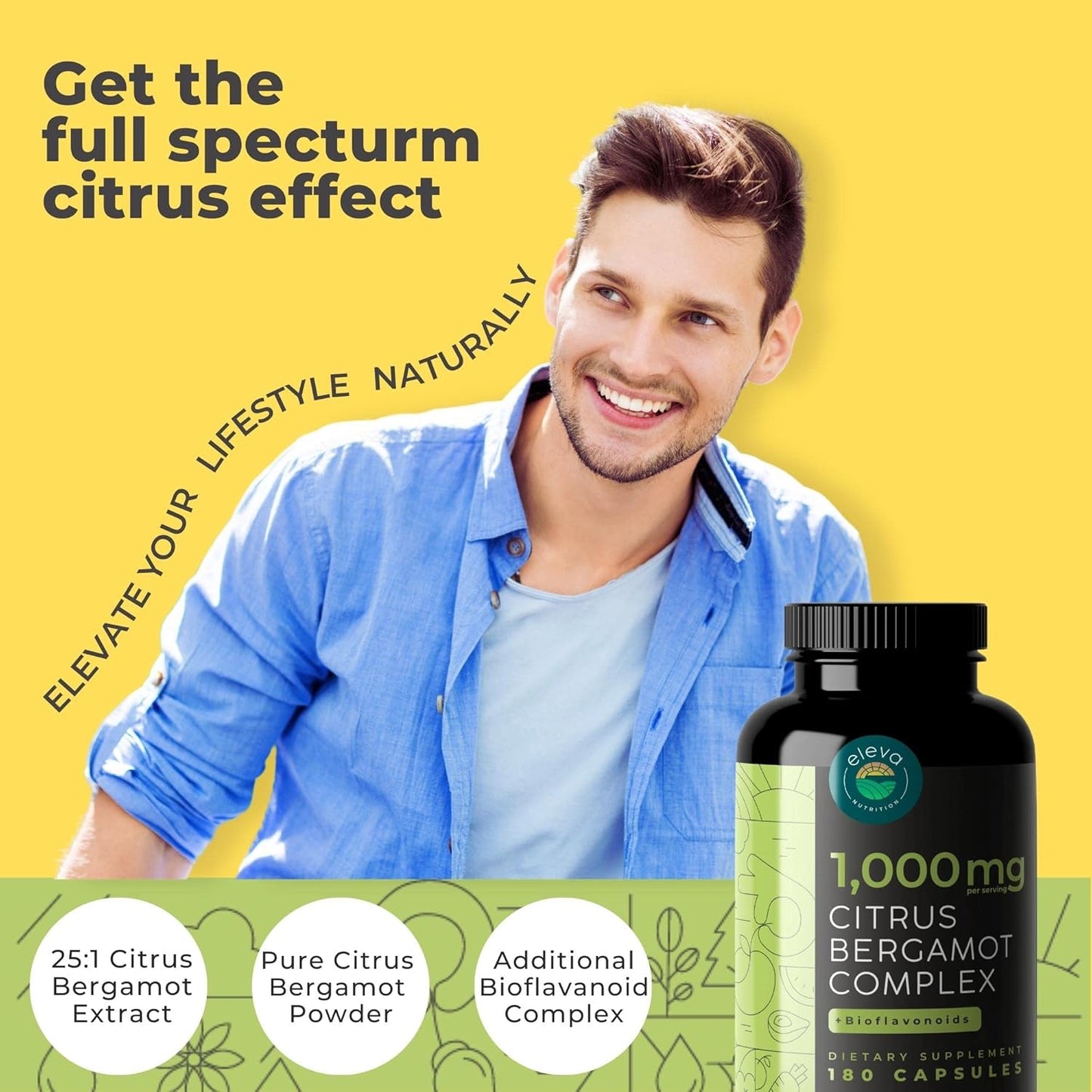 Eleva Nutrition Nopal Cactus Capsules and Citrus Bergamot Complex Bundle with Bioflavonoids