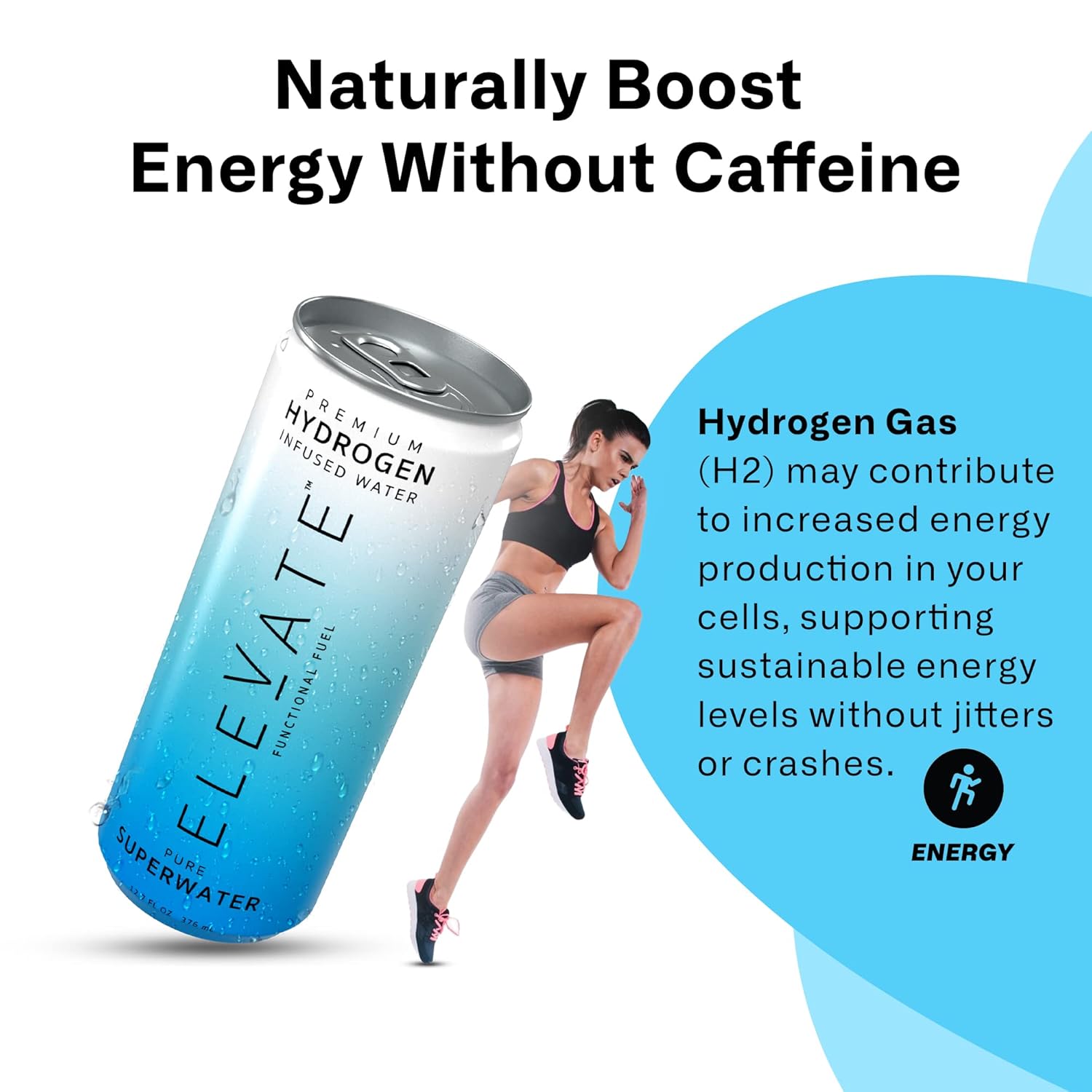 ELEVATE SUPERWATER Premium Hydrogen Water (12 pack) - Highest Hydrogen & Lowest ORP. Supports Recovery, Energy, Hydration, Focus, and Endurance.