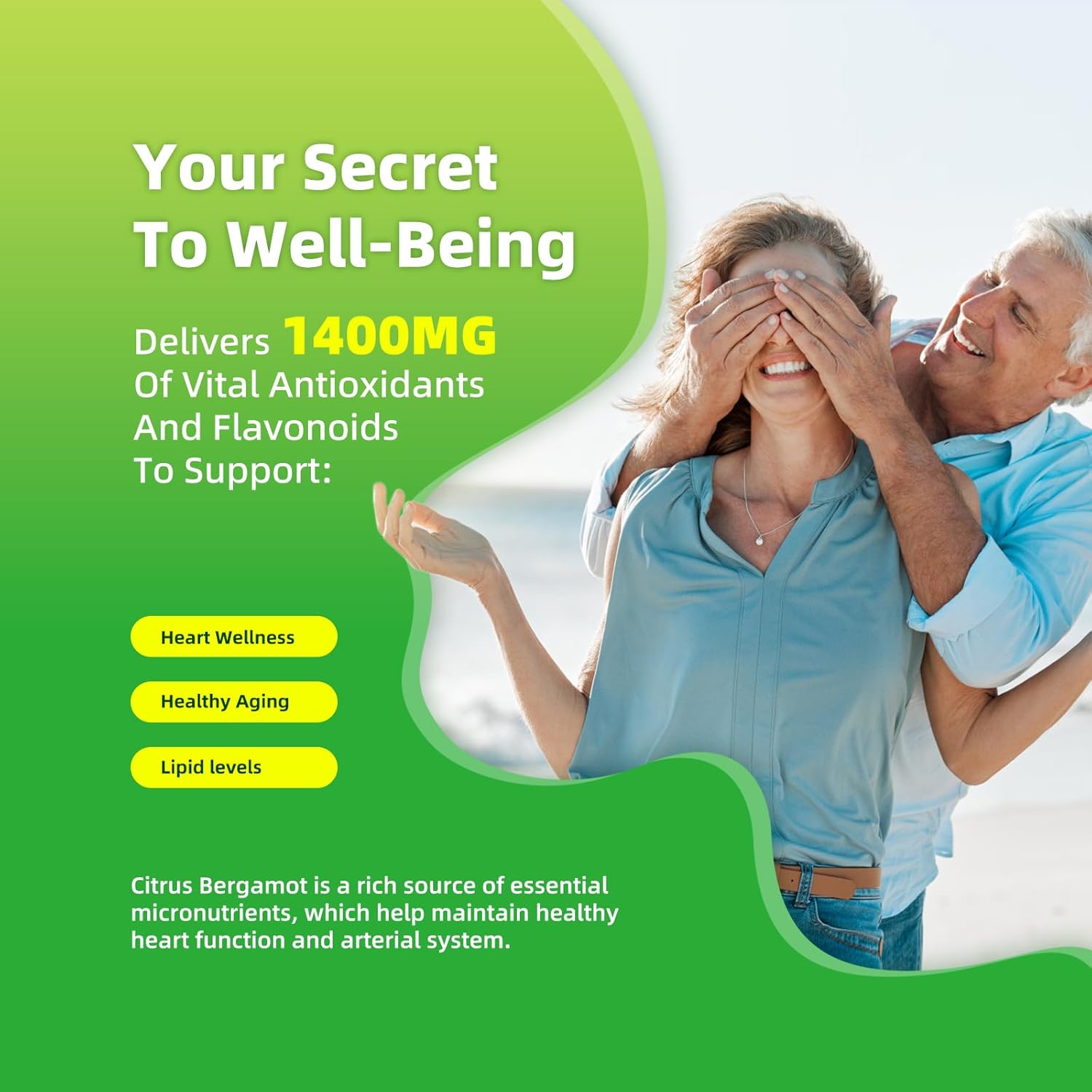ElevateLife Citrus Bergamot Supplement - 1400mg, 120 Capsules for Heart Health and Cholesterol Support