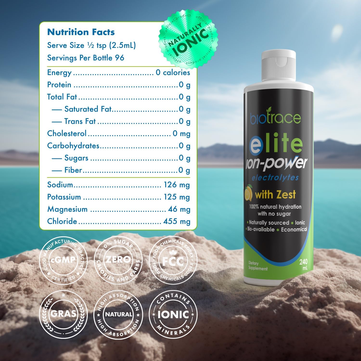 Elite Zest Electrolyte Drops | Zero Calorie, Sugar-Free Hydration Supplement | Enhanced with Trace Minerals for Rapid Workout Recovery | 4.1 fl oz Bottle