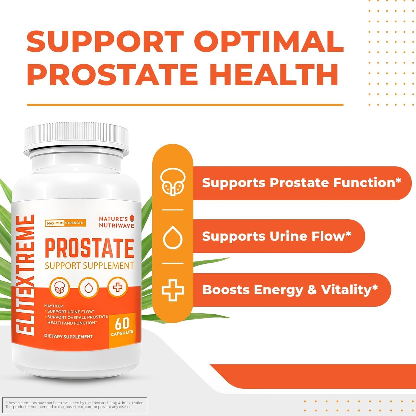ELITEXTREME PROSTATE Health Supplements for Men with Saw Palmetto Extract - Non-GMO, Made in USA - 60 Caps, 1 Month Supply
