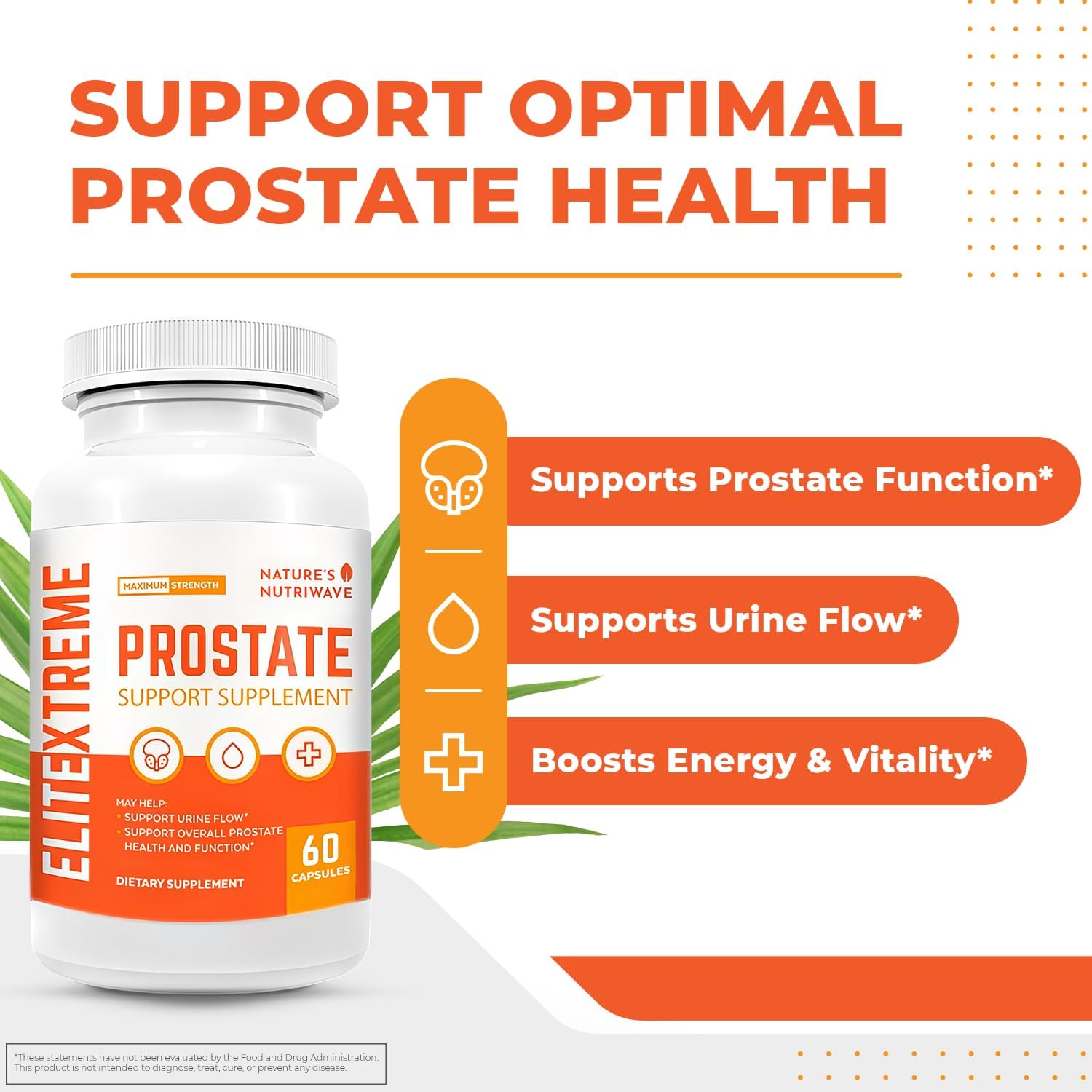 ELITEXTREME PROSTATE Health Supplements for Men with Saw Palmetto Extract - Non-GMO, Made in USA - 60 Caps, 1 Month Supply