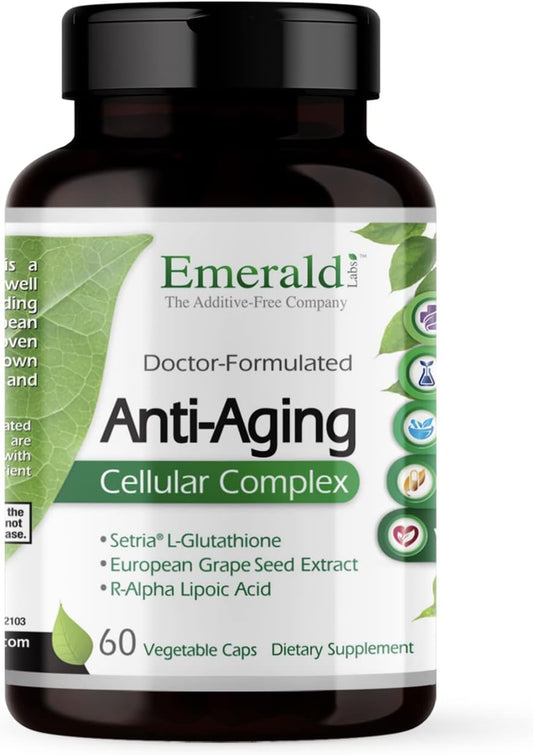 Emerald Labs Anti-Aging Cellular Complex with Setria L-Glutathione, CoQ10, Resveratrol - 60 Capsules