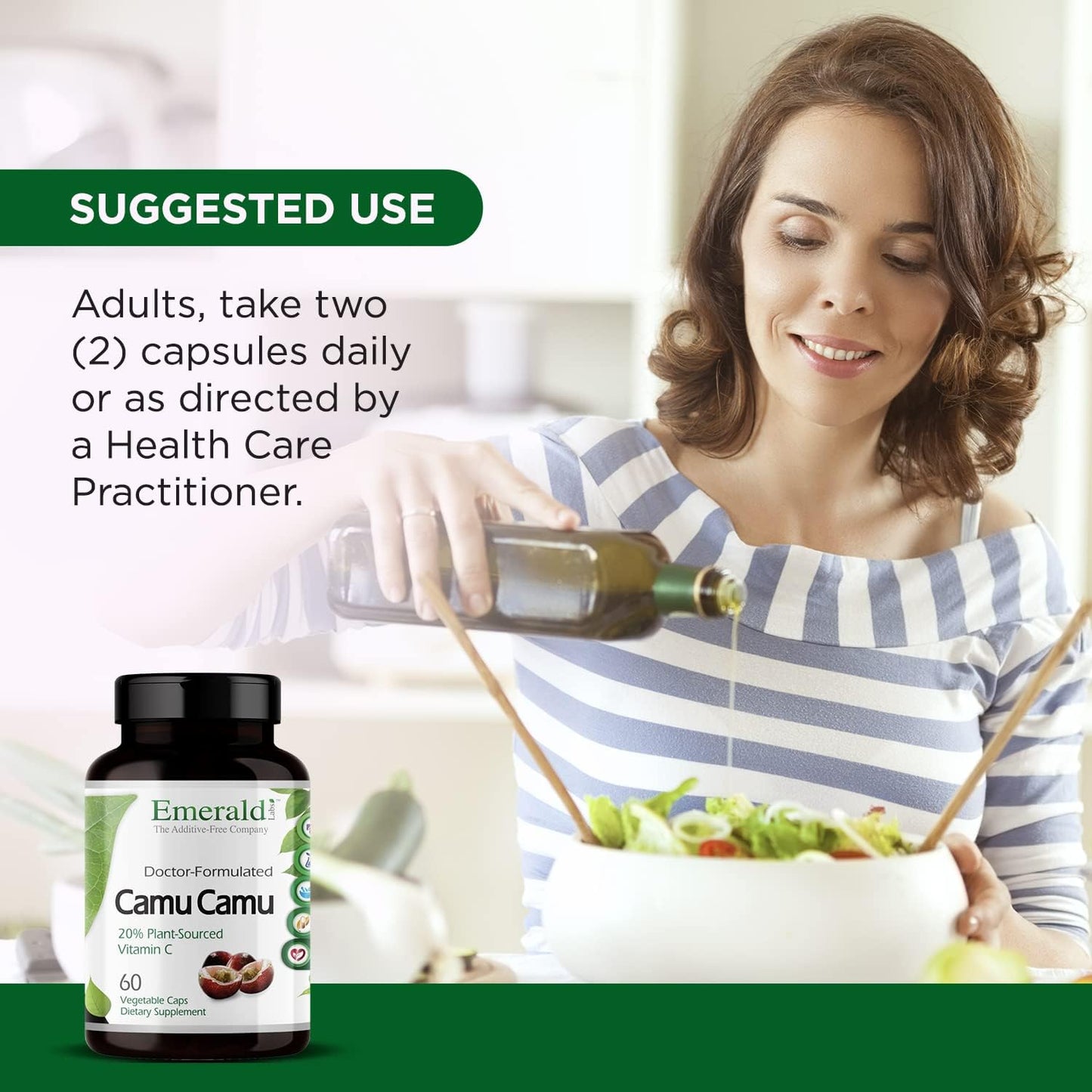 Emerald Labs Camu Camu Supplement - Plant-Based Vitamin C with Bioflavonoids, Amino Acids, B Vitamins - Gluten-Free, Vegan - 60 Veg Caps