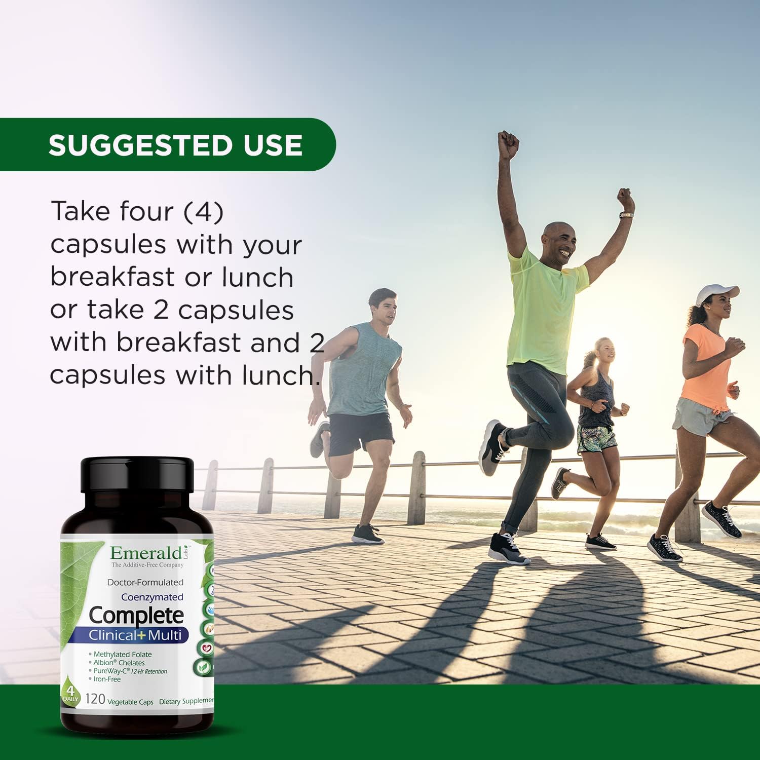 EMERALD LABS Complete Clinical Multi - Multivitamin with Methylated Folate & Digestive Enzymes - 120 Capsules