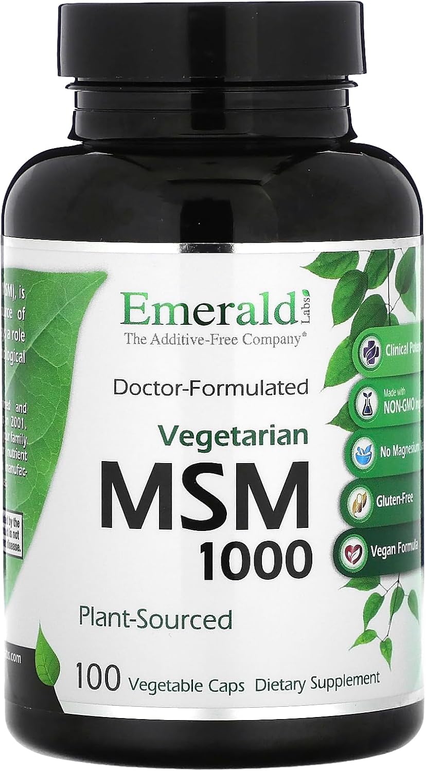 Emerald Labs MSM 1000mg - Gluten-Free Joint & Immune Health Support - Promotes Healthy Hair & Skin - 100 Veg Caps