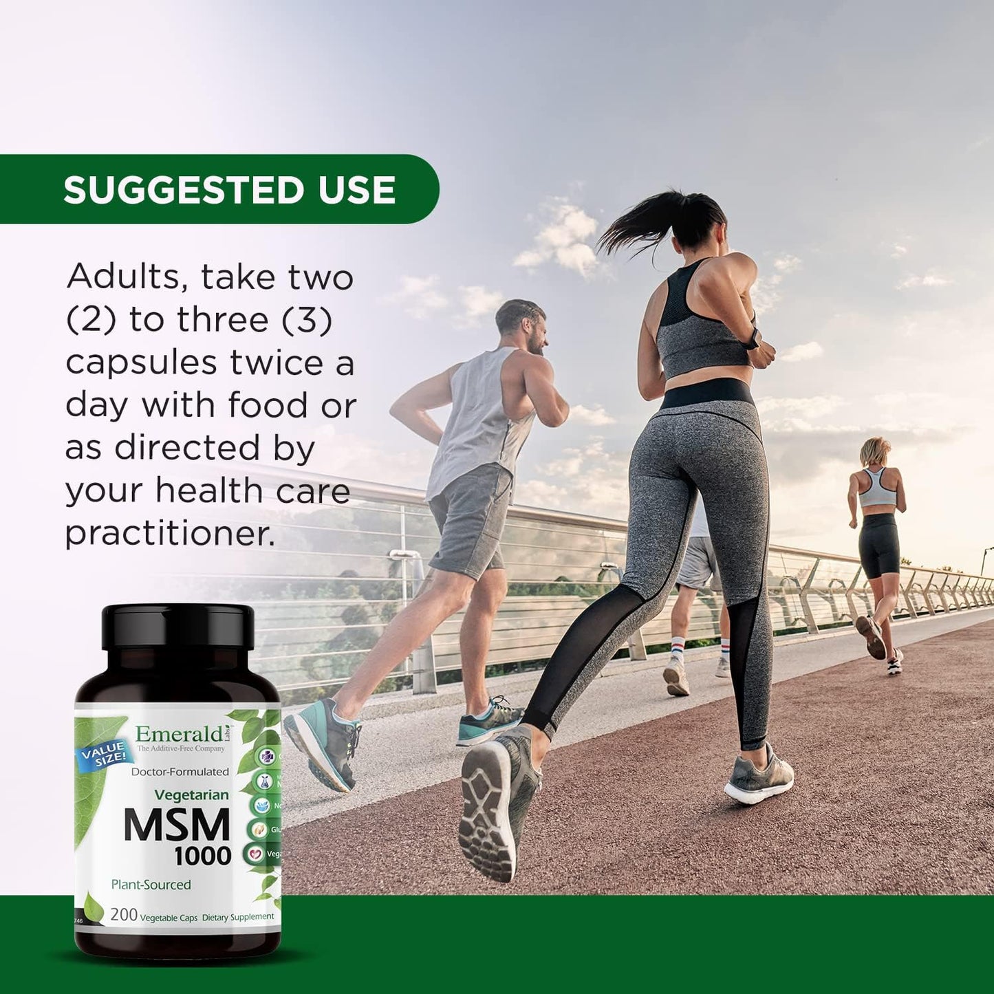 Emerald Labs MSM 1000mg - Joint, Liver & Immune Support Supplement with Methylsulfonylmethane - Gluten-Free & Additive-Free - 200 Capsules