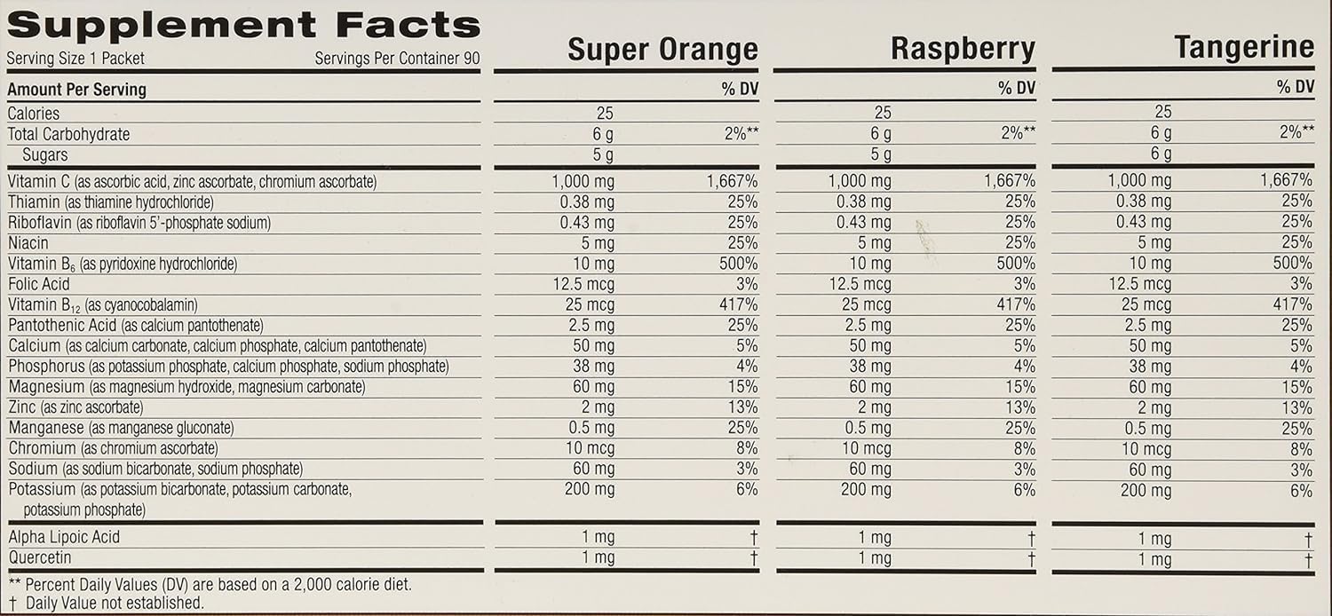 Emergen-C 1,000 mg Vitamin C Drink Mix Variety Pack, 90 Packets, 28.5 oz.