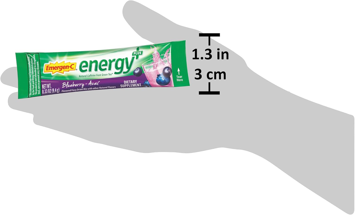 Emergen-C Energy+ Blueberry Acai Drink Mix - B Vitamins, Vitamin C, Natural Caffeine - Pack of 18 Powder Packets