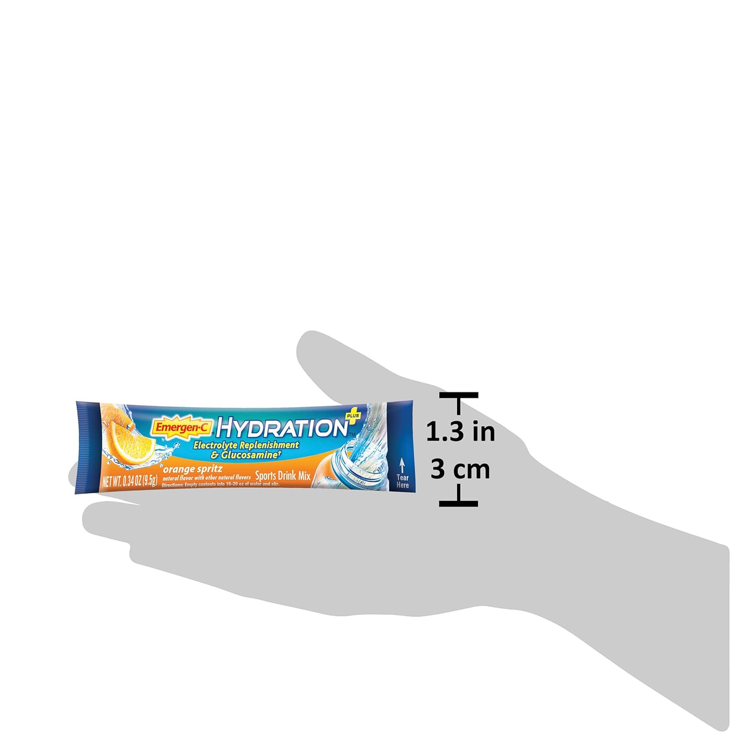 Emergen-C Hydration+ Sports Drink Mix with Vitamin C, Glucosamine, and Electrolytes - Orange Spritz Flavor (18 Count)