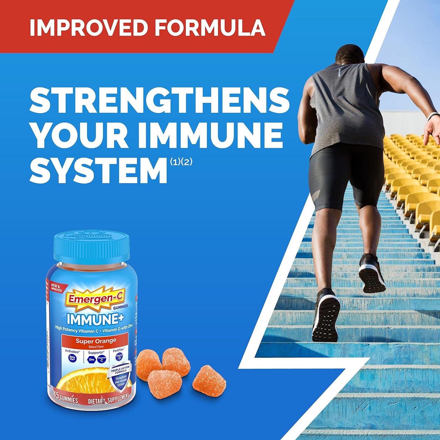 Emergen-C Immune+ Triple Action Gummies with BetaVia - 45 Count