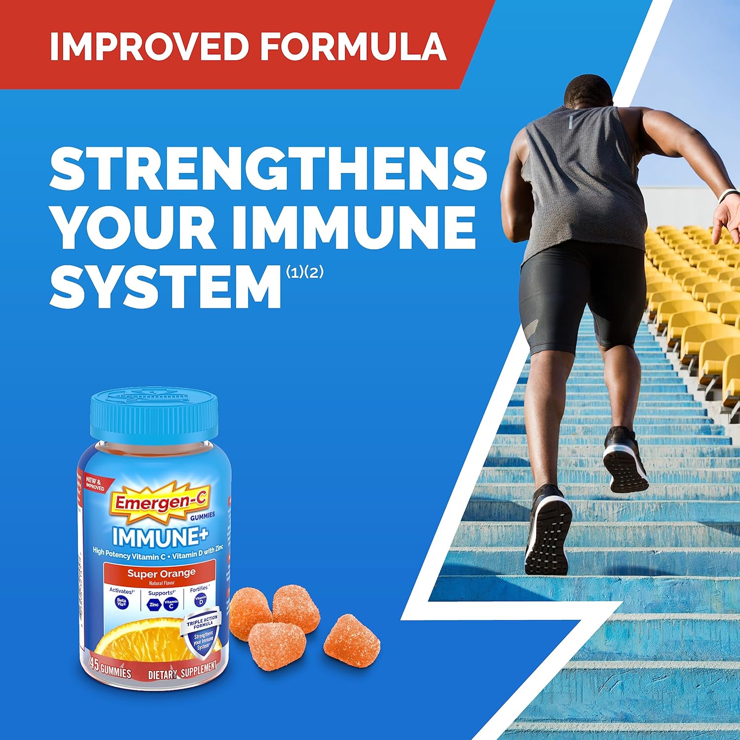 Emergen-C Immune+ Triple Action Gummies with BetaVia - 45 Count