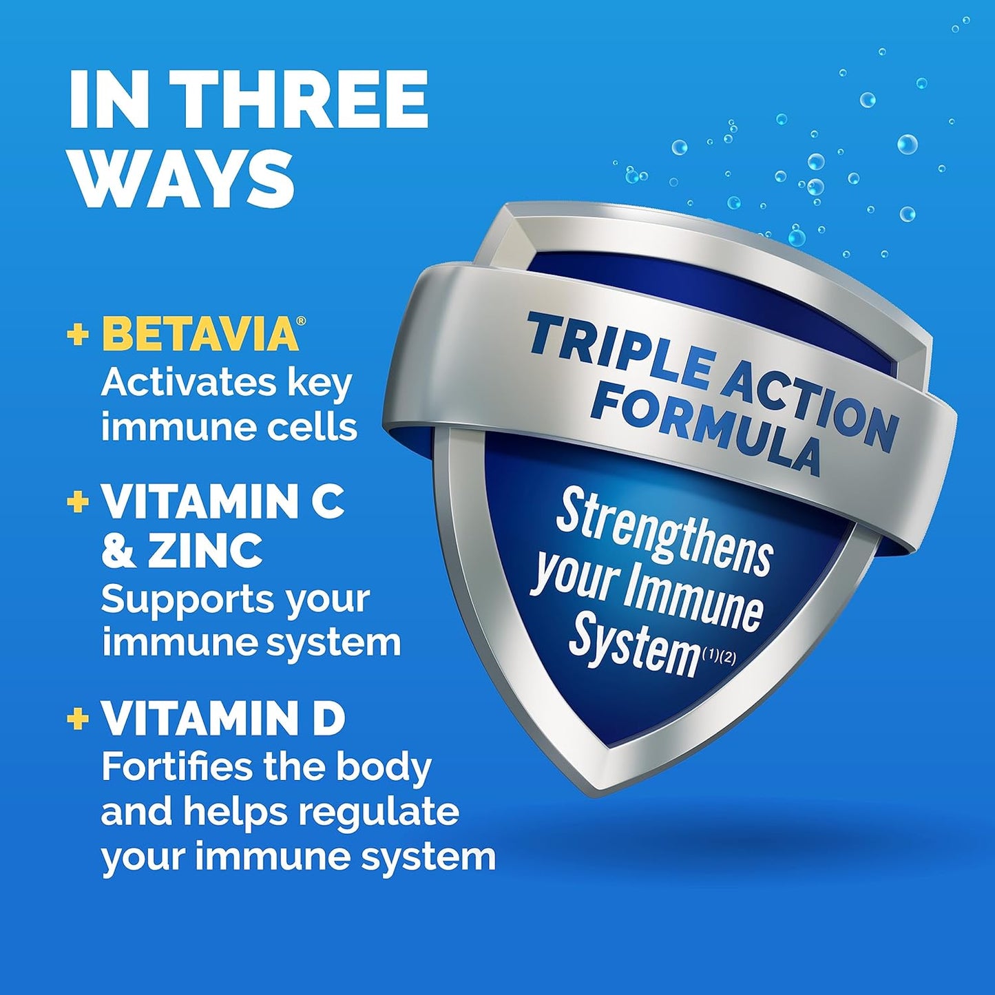 Emergen-C Immune+ Triple Action Gummies with BetaVia - 45 Count