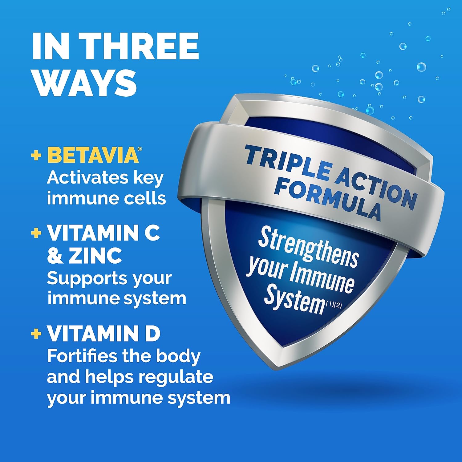 Emergen-C Immune+ Triple Action Gummies with BetaVia - 45 Count