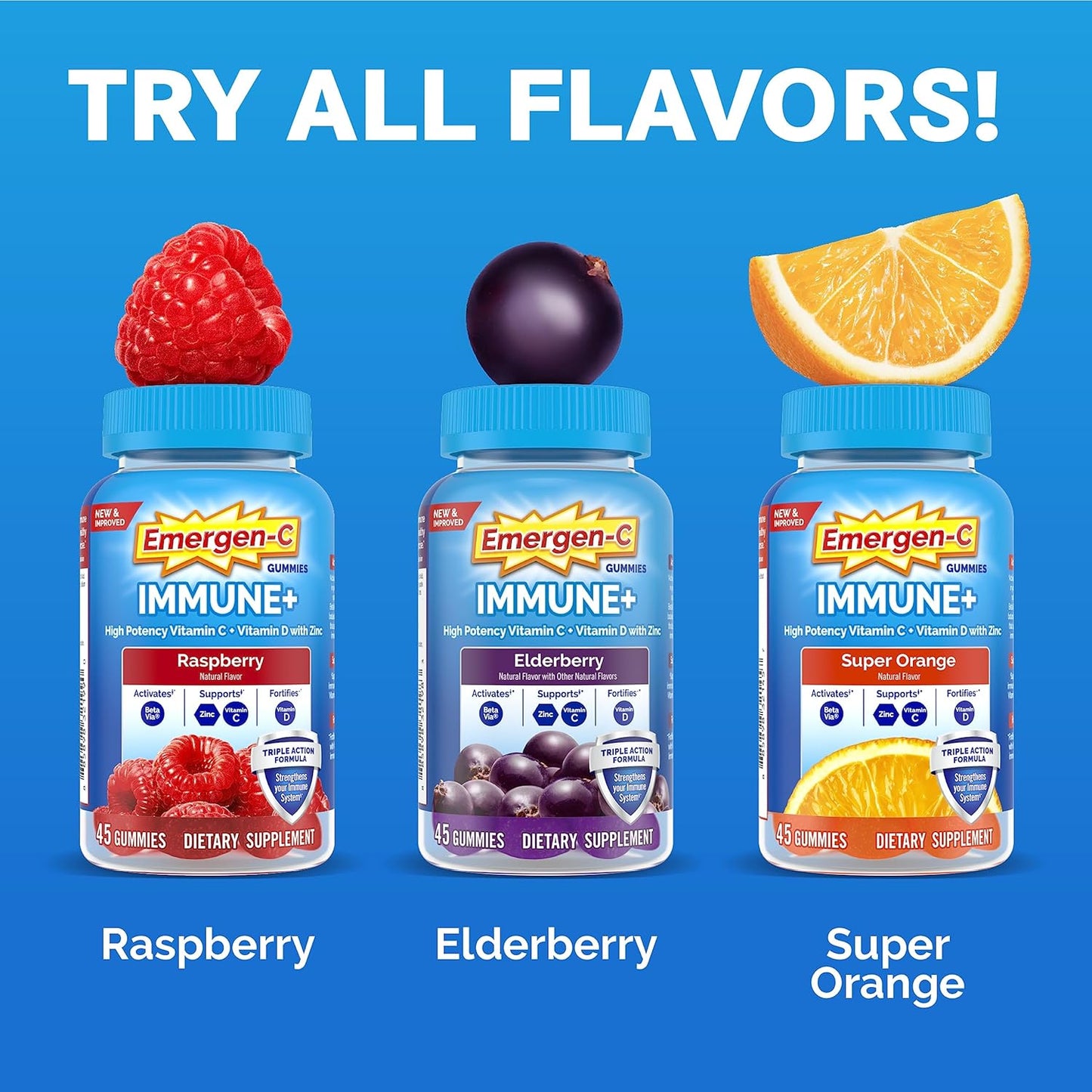 Emergen-C Immune+ Triple Action Gummies with BetaVia - 45 Count