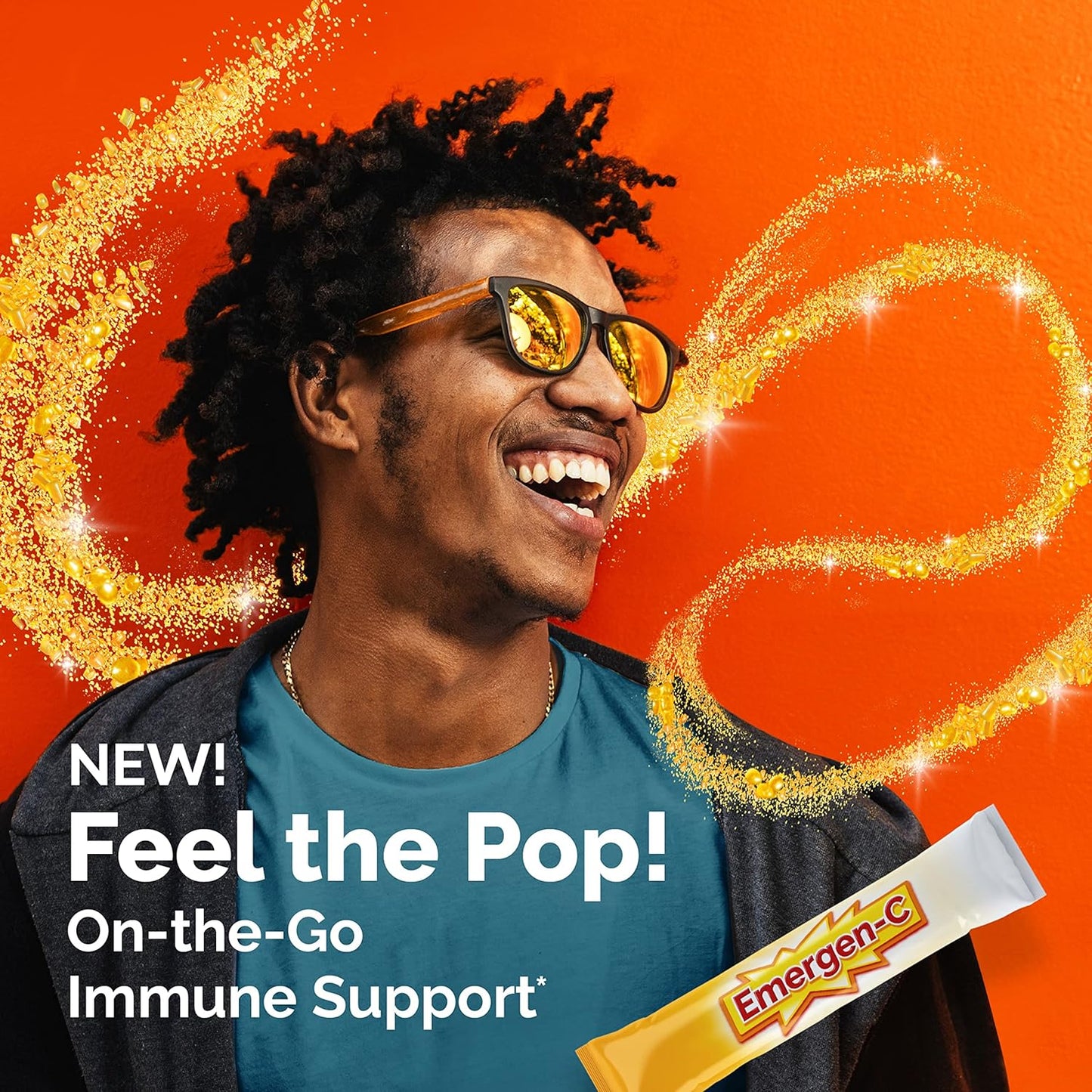 Emergen-C Orange Vitality Crystals - 28 Stick Packs for Immune Support with Vitamin C, B Vitamins, Zinc, and Manganese