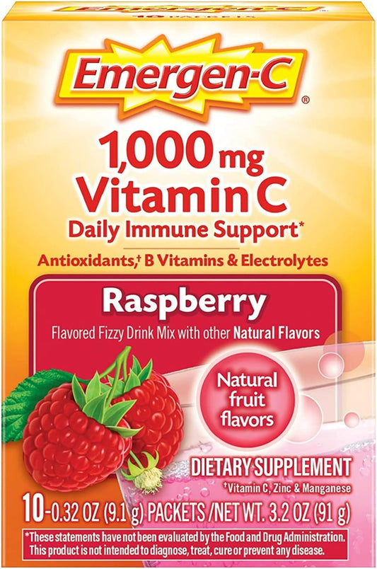 Emergen-C Raspberry 10 Packets - Immune Support Vitamin C Drink Mix