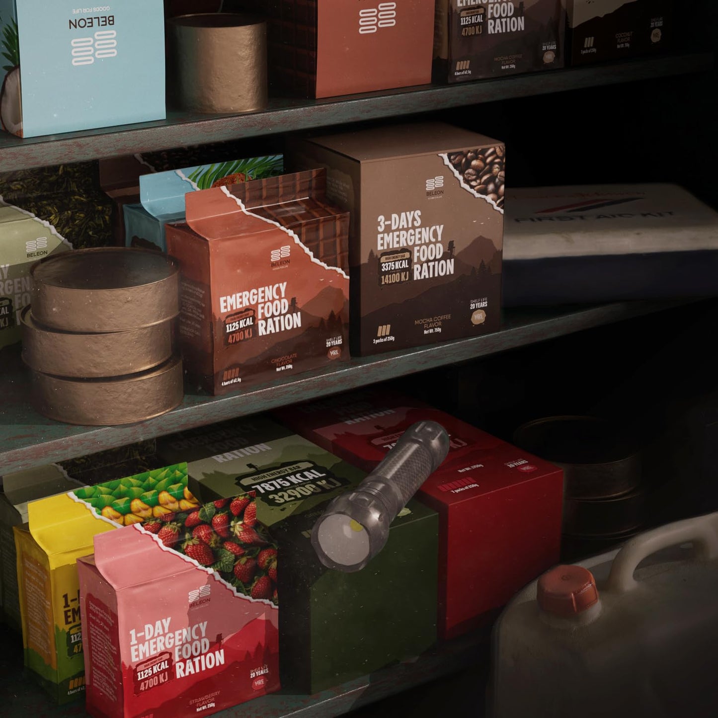 Emergency Food Supply: 3-Day Coffee Mocha Biscuit Bars MRE Survival Kit - 20 Years Shelf Life