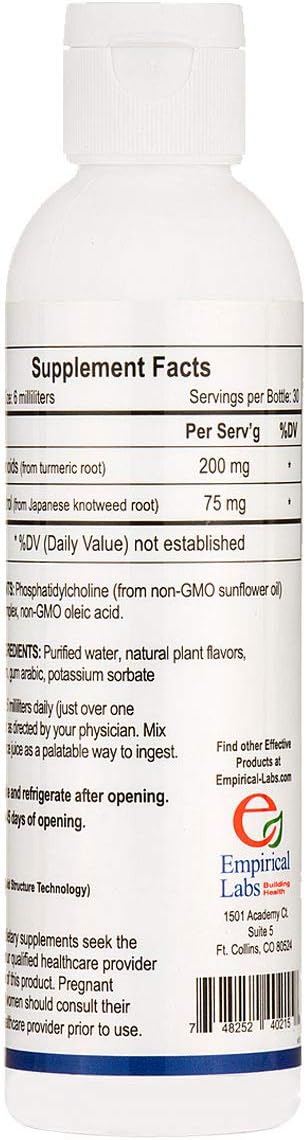 Empirical Labs Liposomal Curcumin Resveratrol Supplement 6 fl. oz - Antioxidant and Anti-Inflammatory Support