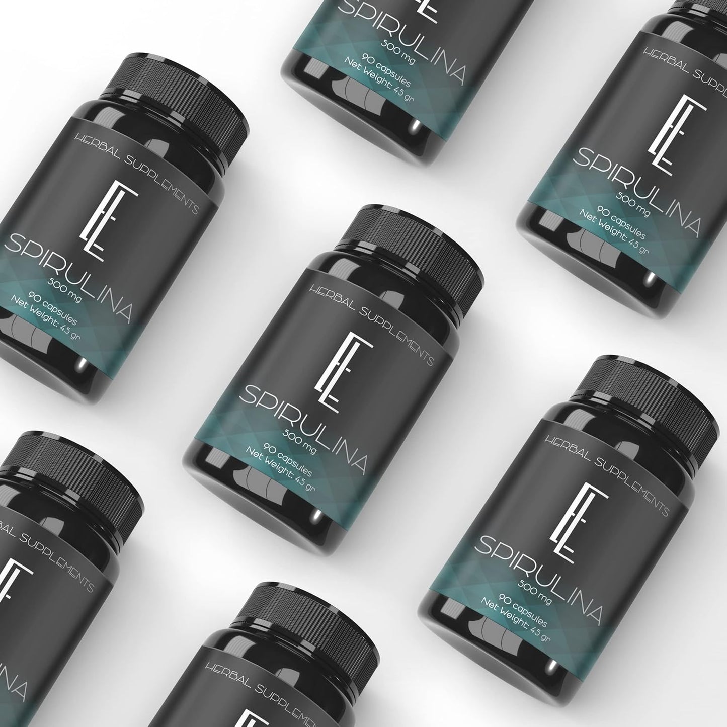 Enchanted Living High-Potency Spirulina Capsules - 90 Count, 500 mg, Plant-Based Superfood Supplement, Non-GMO Vegan Capsules