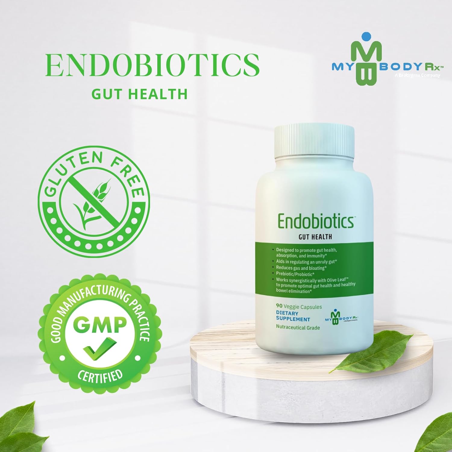 Endobiotics Gut Support Supplement - 90 Capsules 2pk - Eight Beneficial Bacteria for Digestive Health by MYBODYRX