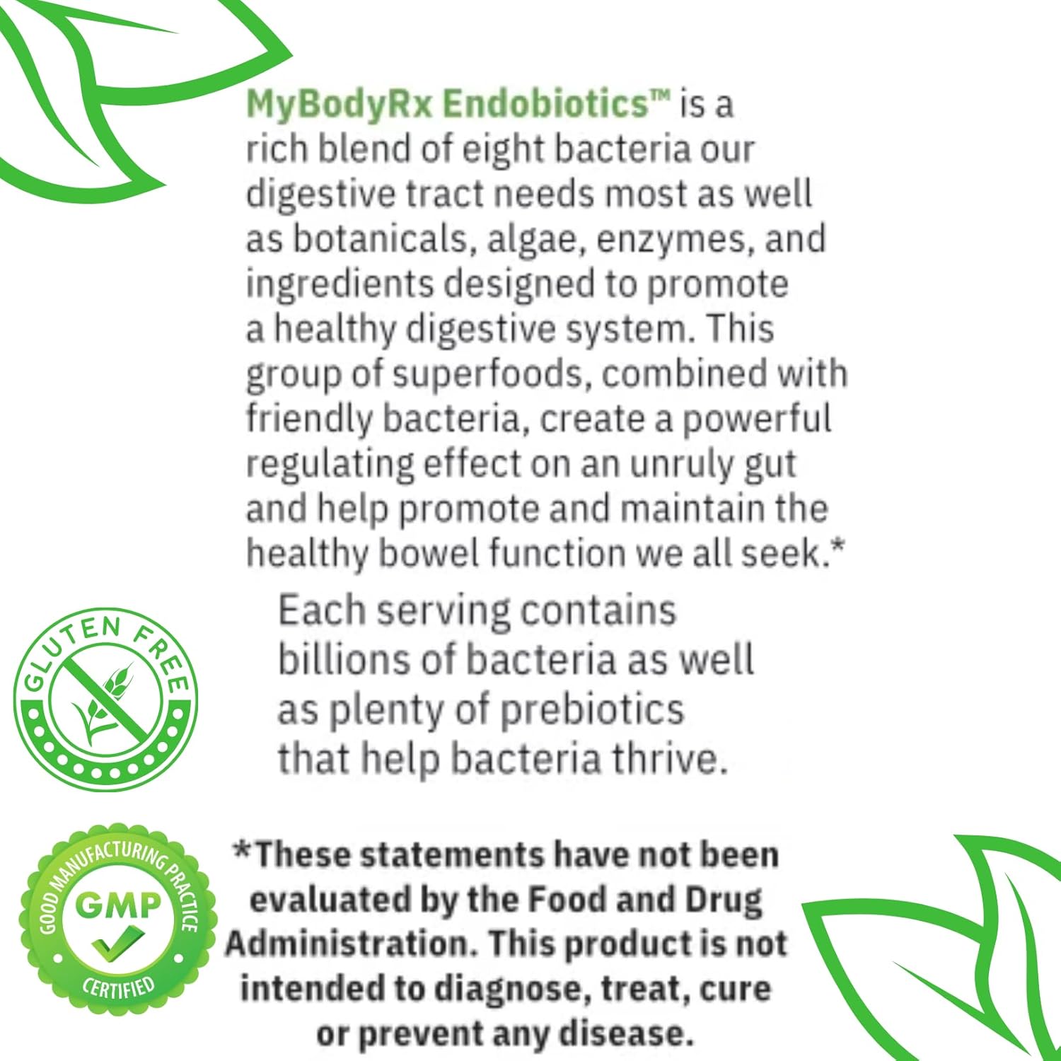 Endobiotics Gut Support Supplement - 90 Capsules 2pk - Eight Beneficial Bacteria for Digestive Health by MYBODYRX