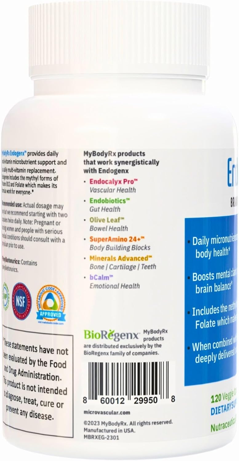 Endogenx Multi-Vitamin Supplement for Brain and Body Health - 120 Veggie Capsules - MYBODYRX