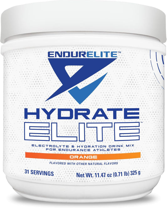 EndurElite Hydrate Elite Hydration Powder Mix: Orange Flavor, 31 Servings for Men and Women, Electrolytes Included