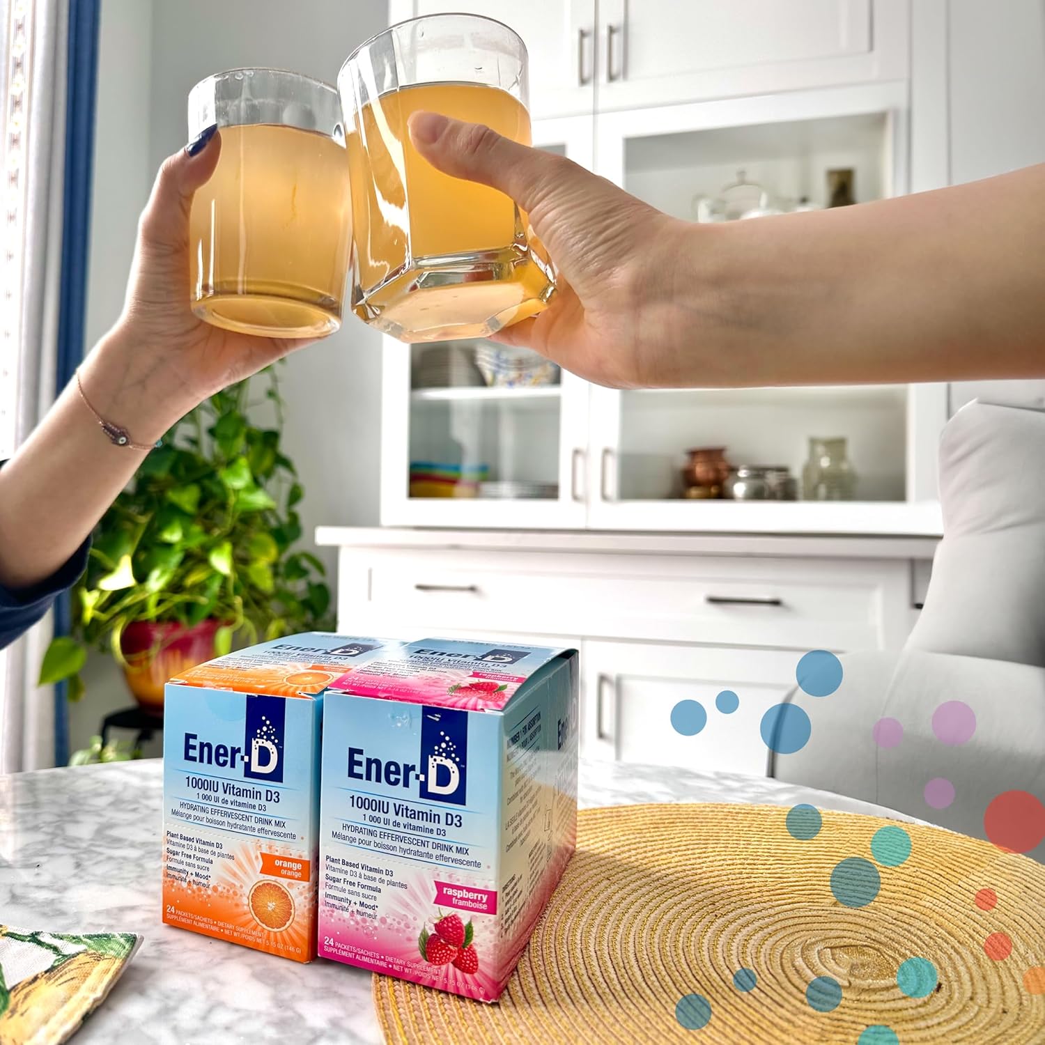 Ener-C Ener-D Raspberry Multivitamin Drink Powder - Sugar Free with Vitamin D3 for Immune & Energy Support - Men & Women - Zinc, Vitamin B & C, Electrolytes - Vegan, Non-GMO - 24 Servings