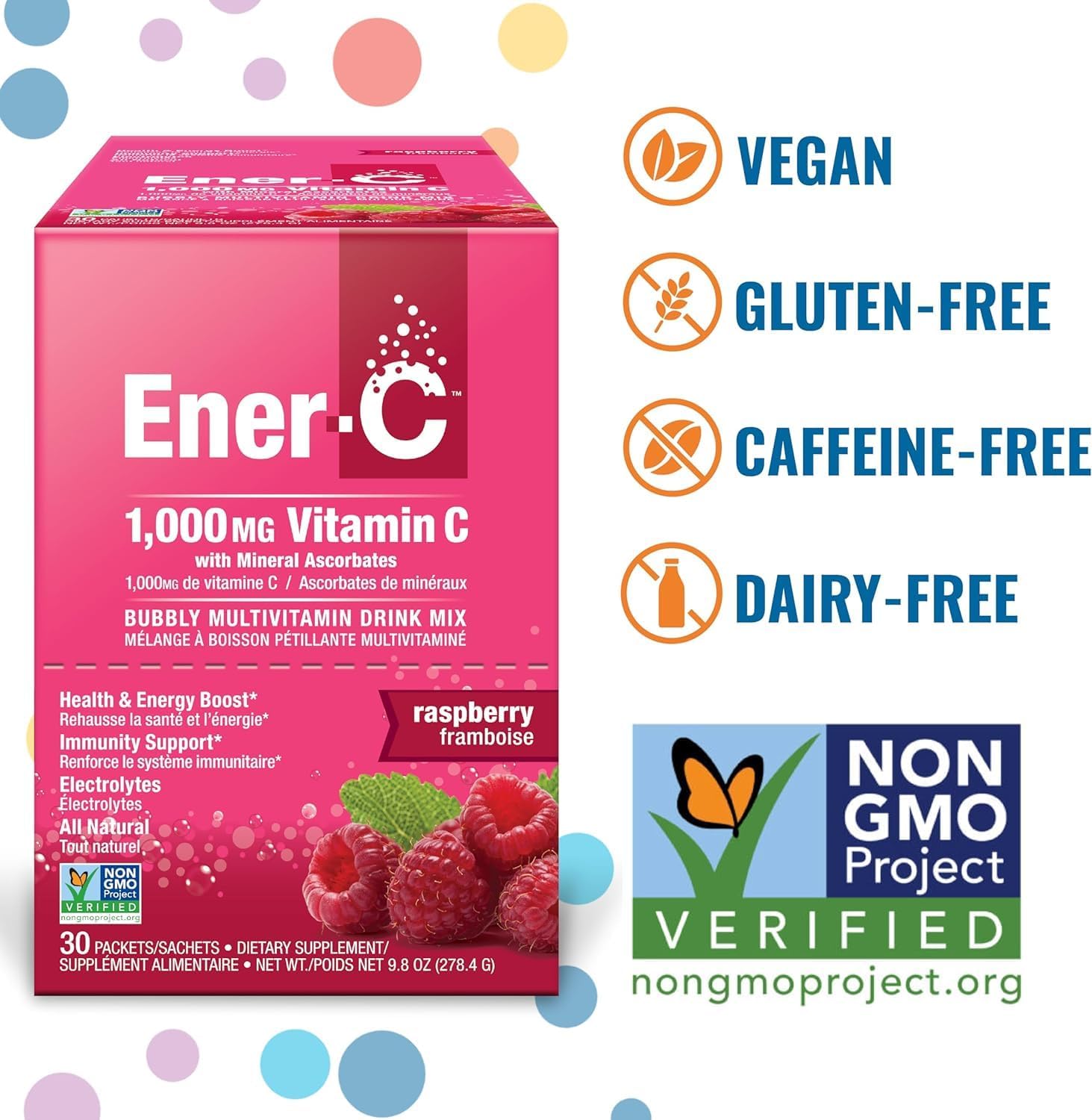Ener-C Ener-Life Raspberry Multivitamin Drink Mix 30 Count - Convenient and Delicious Way to Boost Energy and Immunity