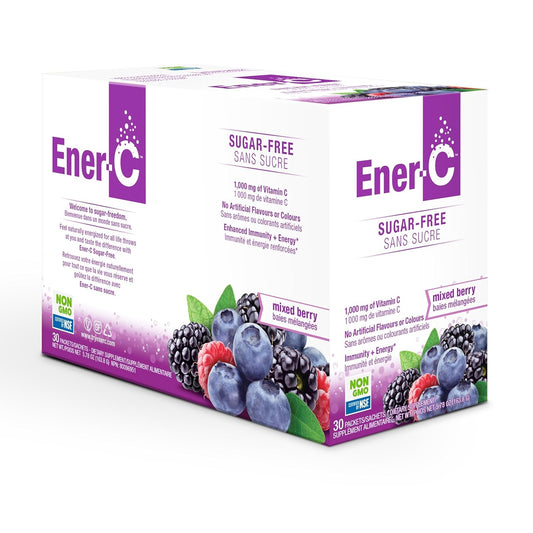 Ener-C Mixed Berry Sugar Free Multivitamin Drink Mix - 1000mg Vitamin C, Vegan, Non-GMO, Immunity Support, Electrolytes - 30 Pack