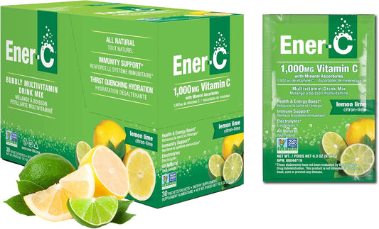Ener-C Multivitamin Drink Mix - Vitamin Packets for Water, Electrolytes Powder, Healthy Energy, Immune Booster - Lemon Lime, 30 Count
