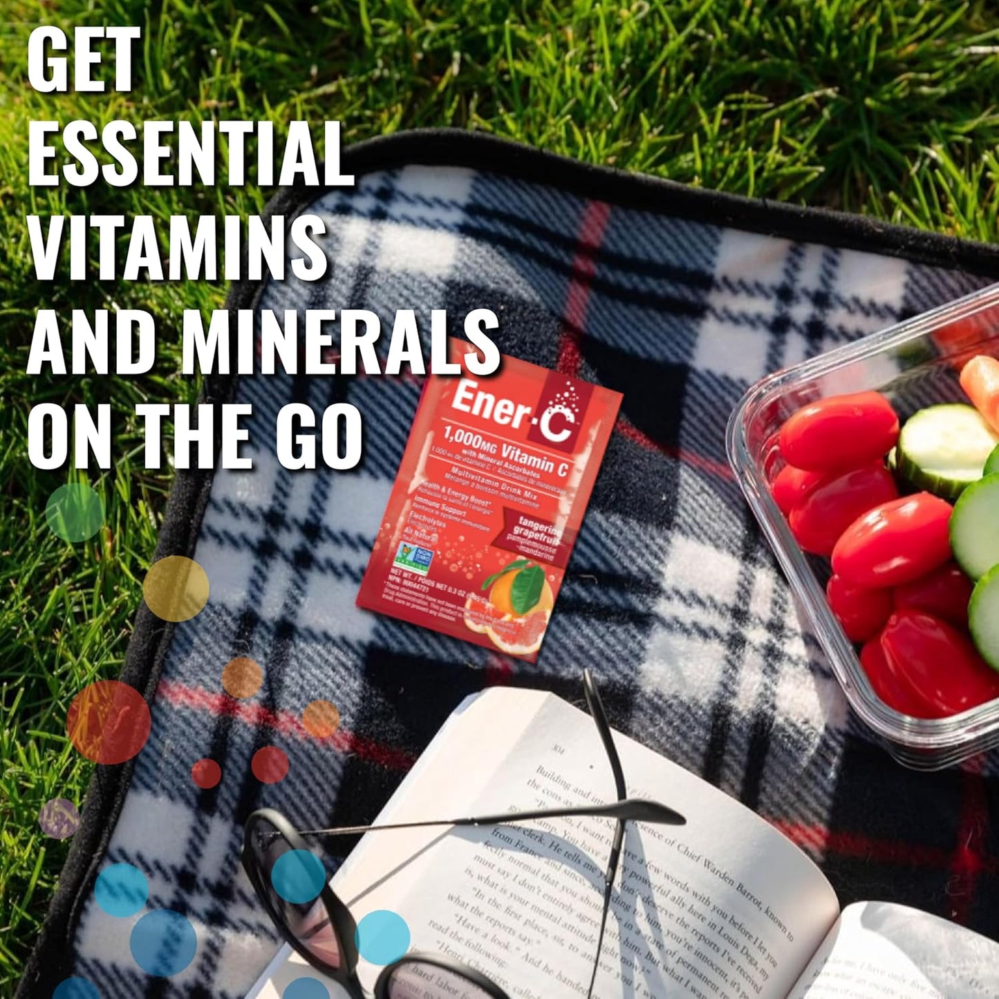 Ener-C Tangerine Grapefruit Multivitamin Drink Mix Powder - Vitamin C 1000mg with Electrolytes - Natural Energy & Immune Support - Vegan & Gluten Free - 30 Packets