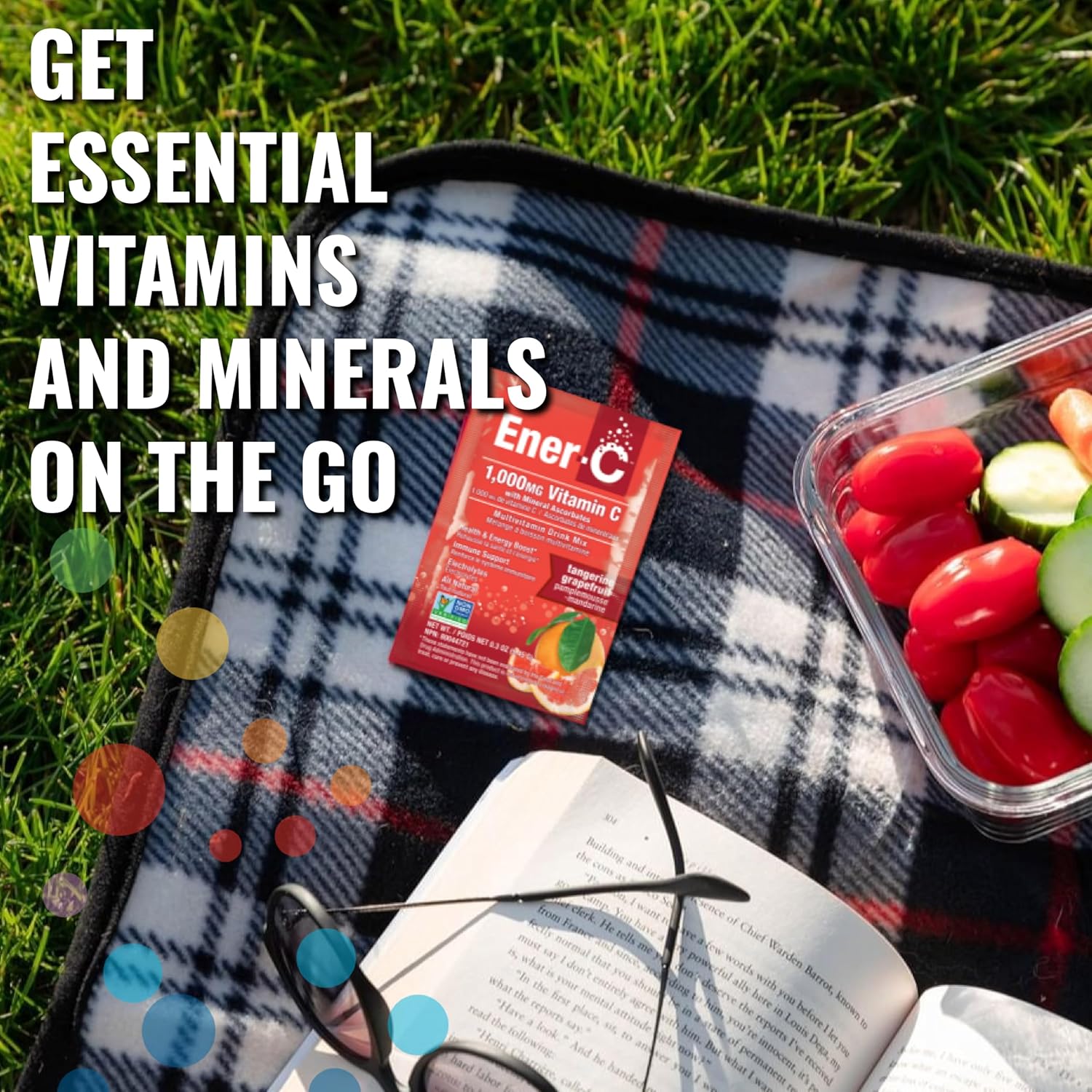 Ener-C Tangerine Grapefruit Multivitamin Drink Mix Powder - Vitamin C 1000mg with Electrolytes - Natural Energy & Immune Support - Vegan & Gluten Free - 30 Packets