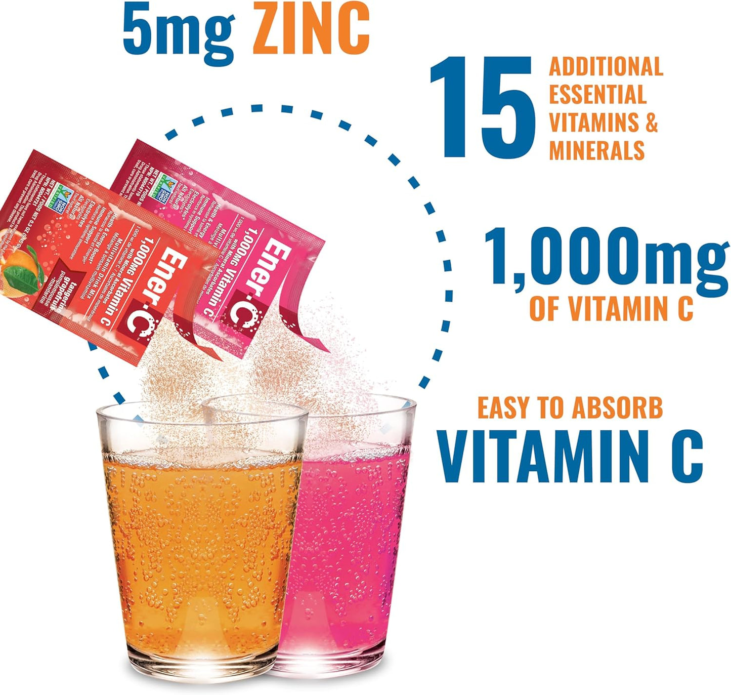 Ener-C Variety Pack Multivitamin Drink Mix Powder - Vitamin C 1000mg & Electrolytes with Real Fruit Juice - Natural Energy & Immune Support - Non-GMO Vegan & Gluten Free - 60 Count