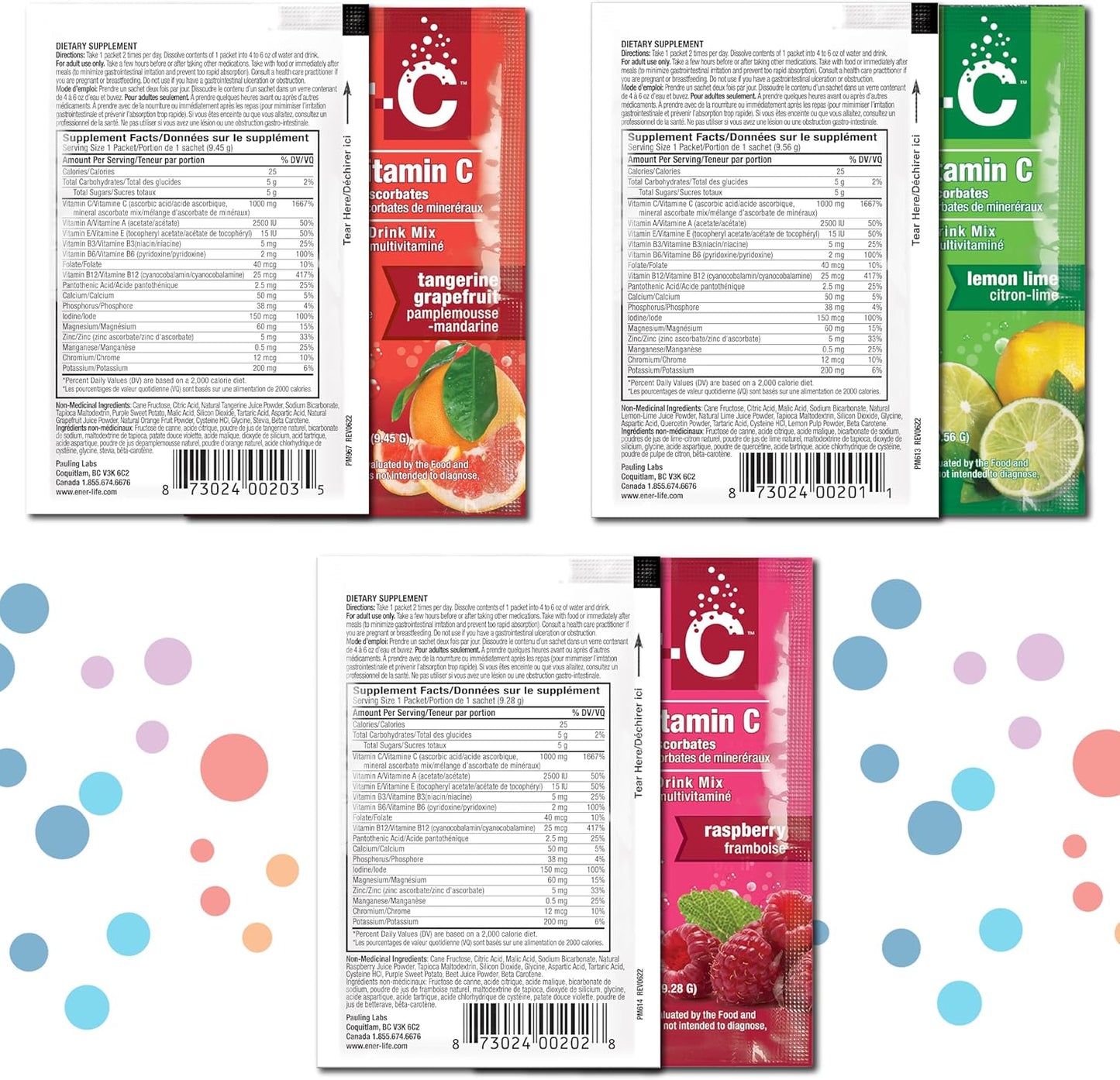 Ener-C Variety Pack Multivitamin Drink Mix Powder with Vitamin C 1000mg & Electrolytes - Natural Energy & Immune Support - Non-GMO Vegan & Gluten Free - 30 Packets
