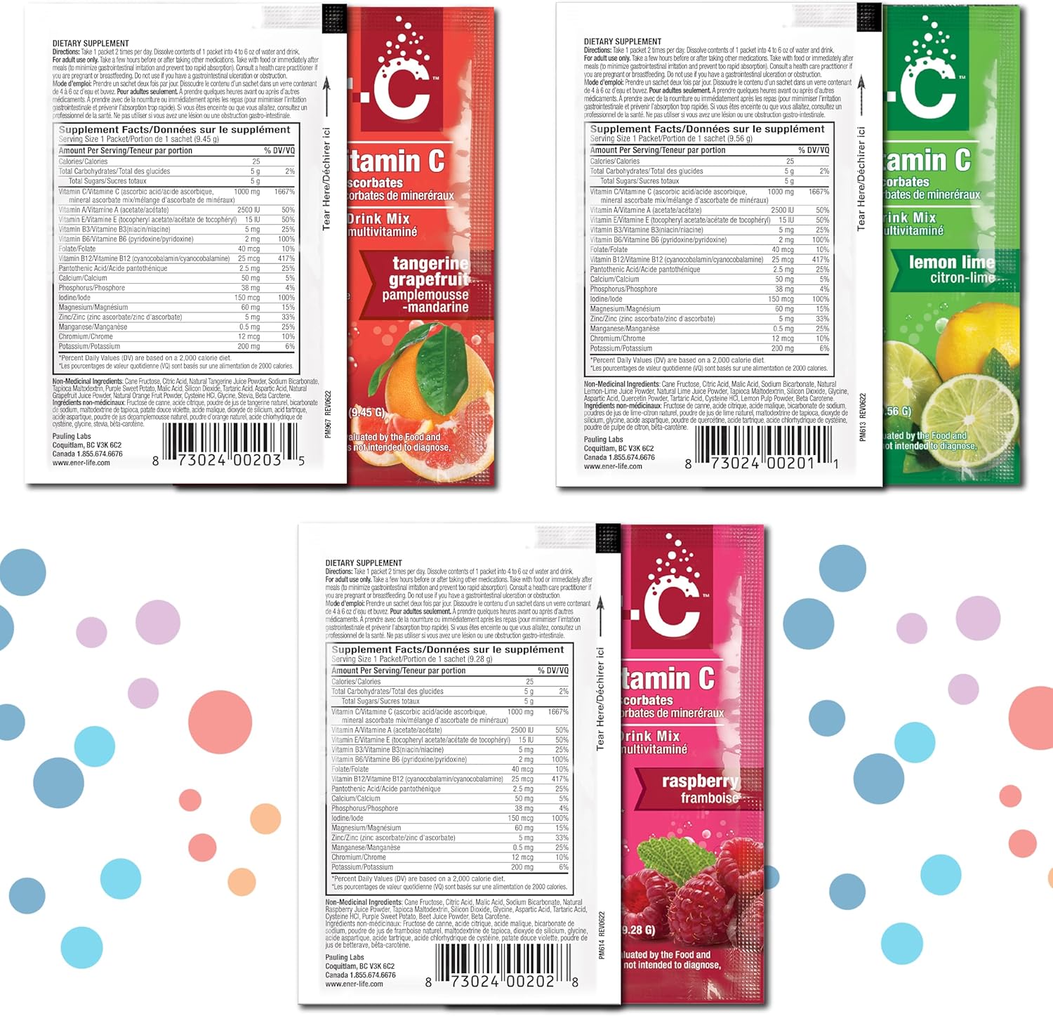 Ener-C Variety Pack Multivitamin Drink Mix Powder with Vitamin C 1000mg & Electrolytes - Natural Energy & Immune Support - Non-GMO Vegan & Gluten Free - 30 Packets