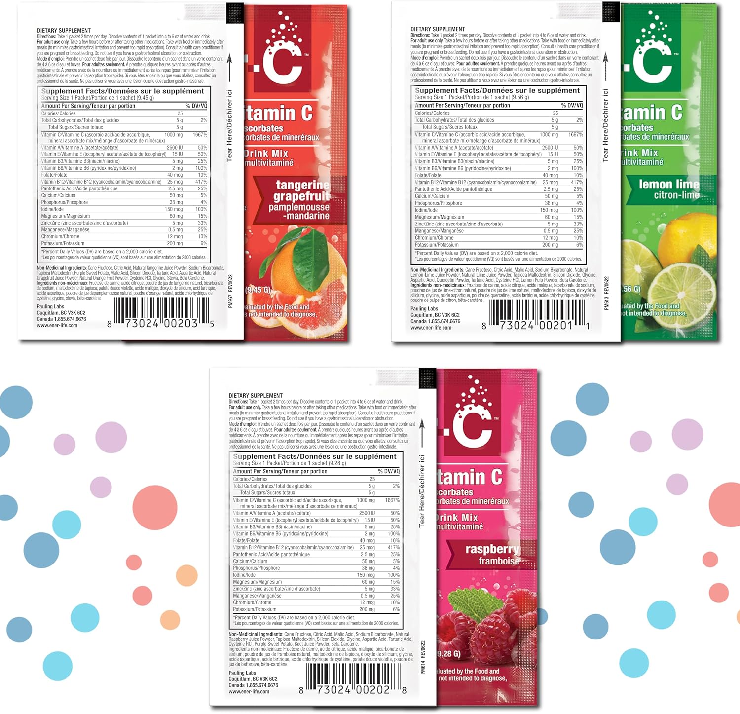 Ener-C Variety Pack Multivitamin Drink Mix Powder - Vitamin C 1000mg & Electrolytes with Real Fruit Juice - Natural Energy & Immune Support - Non-GMO Vegan & Gluten Free - 60 Count