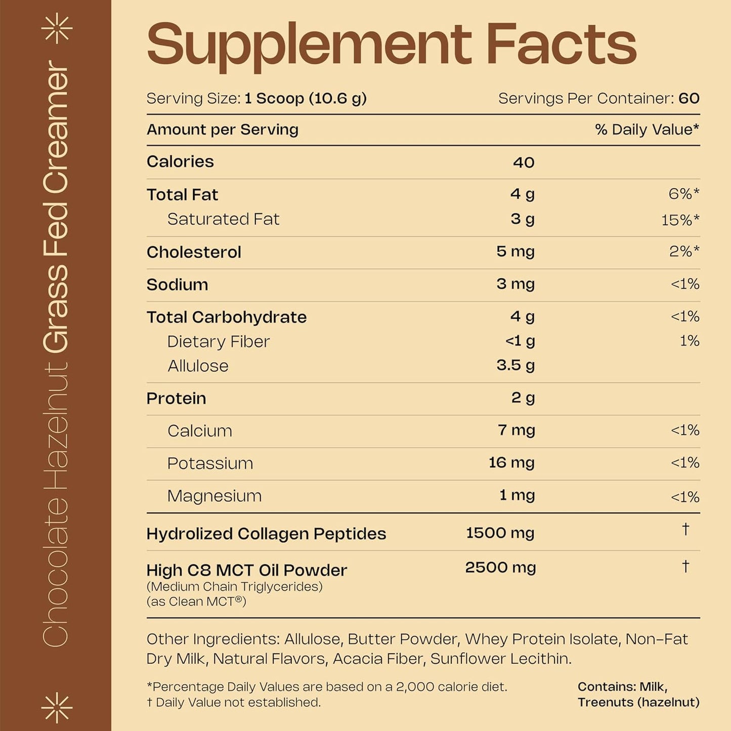 Energizing Chocolate Hazelnut Keto Coffee Creamer with MCT Oil & Collagen Peptides - 22 oz