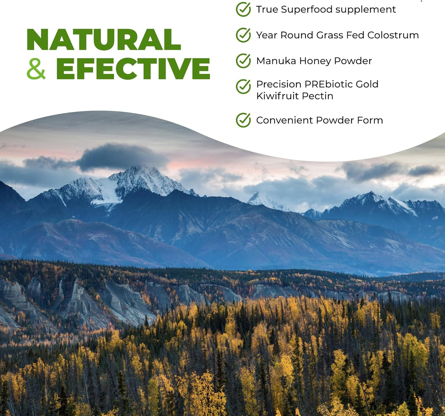 Energizing Grass-Fed Bovine Colostrum Superfood Powder for Digestion & Immune Health - 60g Dietary Supplement with Gold Kiwifruit & Manuka Honey