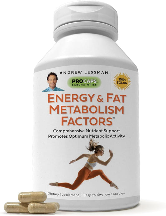 Energy and Fat Metabolism Support Supplement - Boosts Fat Burning and Energy Metabolism with Carnitine, Green Tea, Guarana, Ginseng, B-Complex - 30 Easy-to-Swallow Capsules