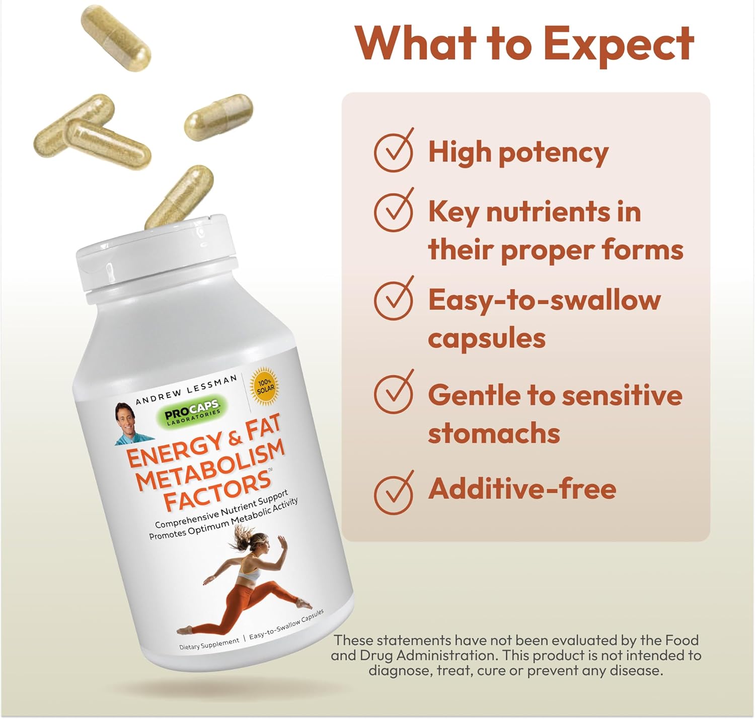 Energy and Fat Metabolism Support Supplement - Boosts Fat Burning and Energy Metabolism with Carnitine, Green Tea, Guarana, Ginseng, B-Complex - 30 Easy-to-Swallow Capsules