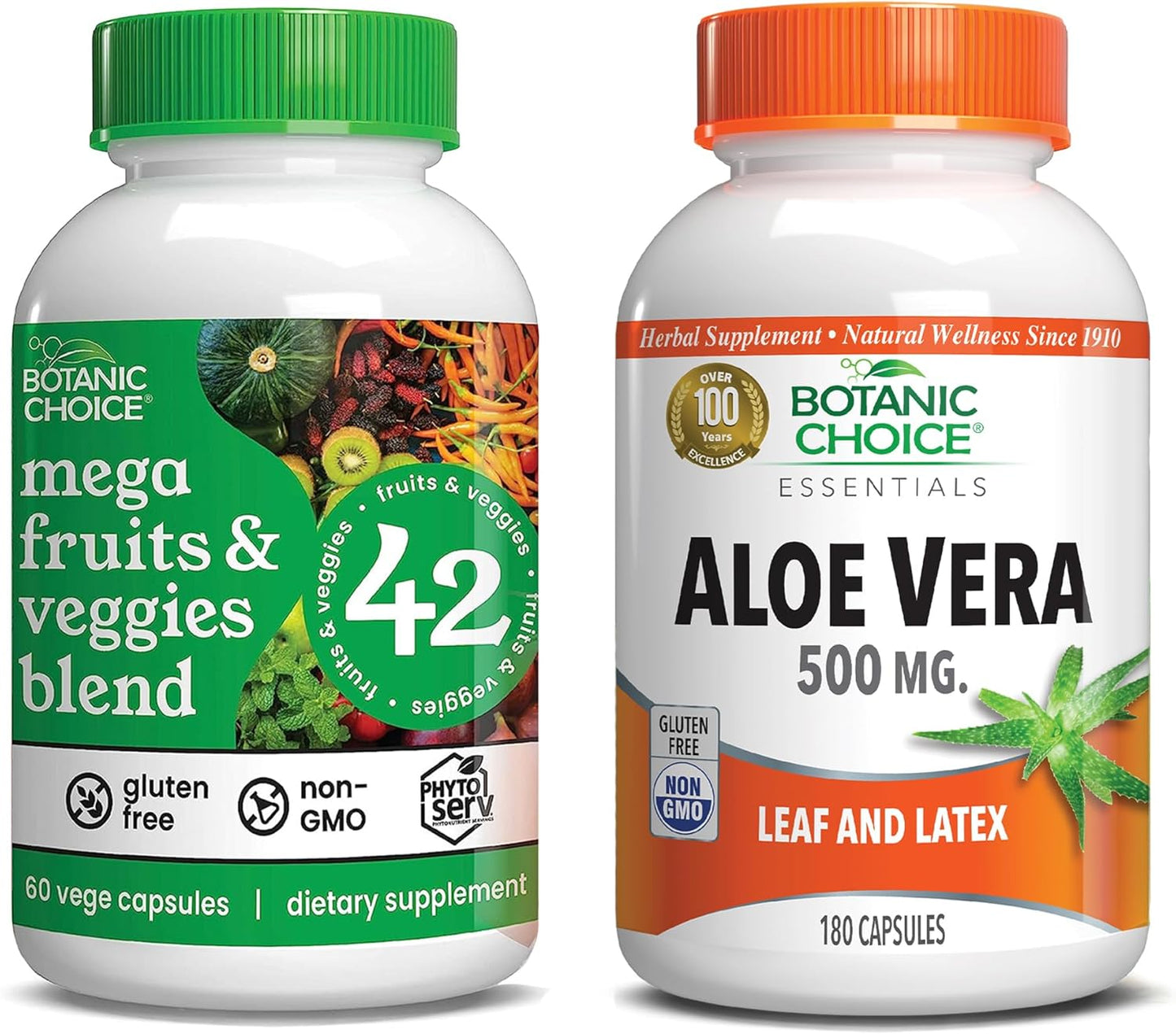 Energy Balance Superfood Supplement Bundle with Mega Fruits, Veggies, and Aloe Vera Capsules for Digestive Health Support